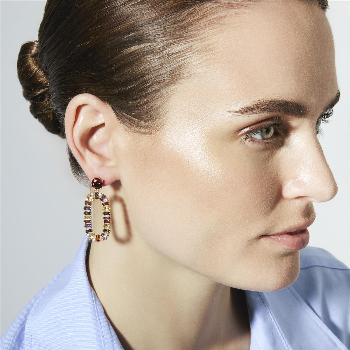 Boucles d'oreilles en zircon multicolore finition or jaune 18k - Ziadru