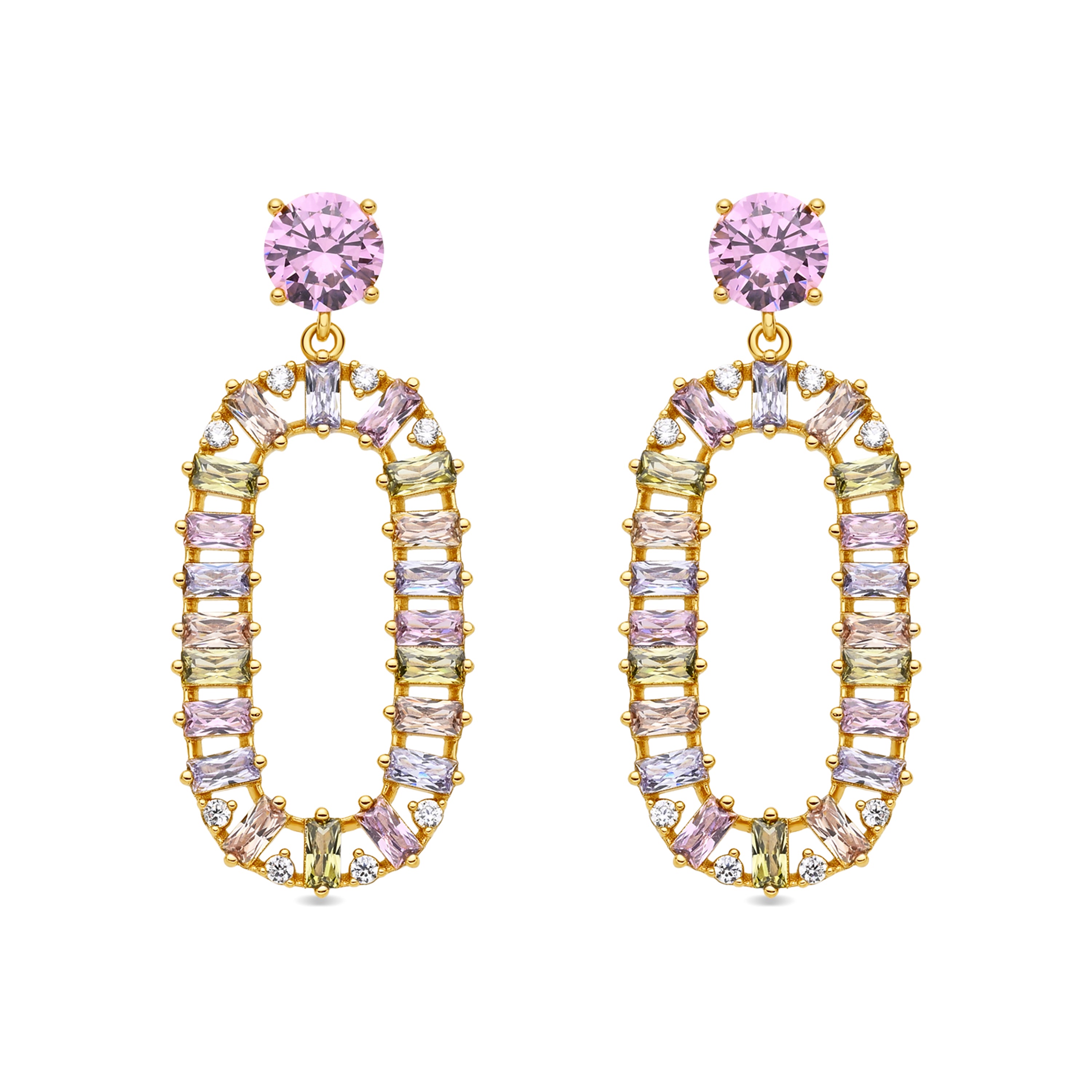 Pendientes de Circonita Multicolor acabado en oro amarillo de 18k - Arose