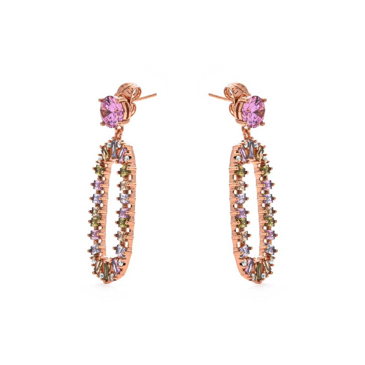 Multicolor Cubic Zirconia Earrings finished in 18k yellow gold - Arose