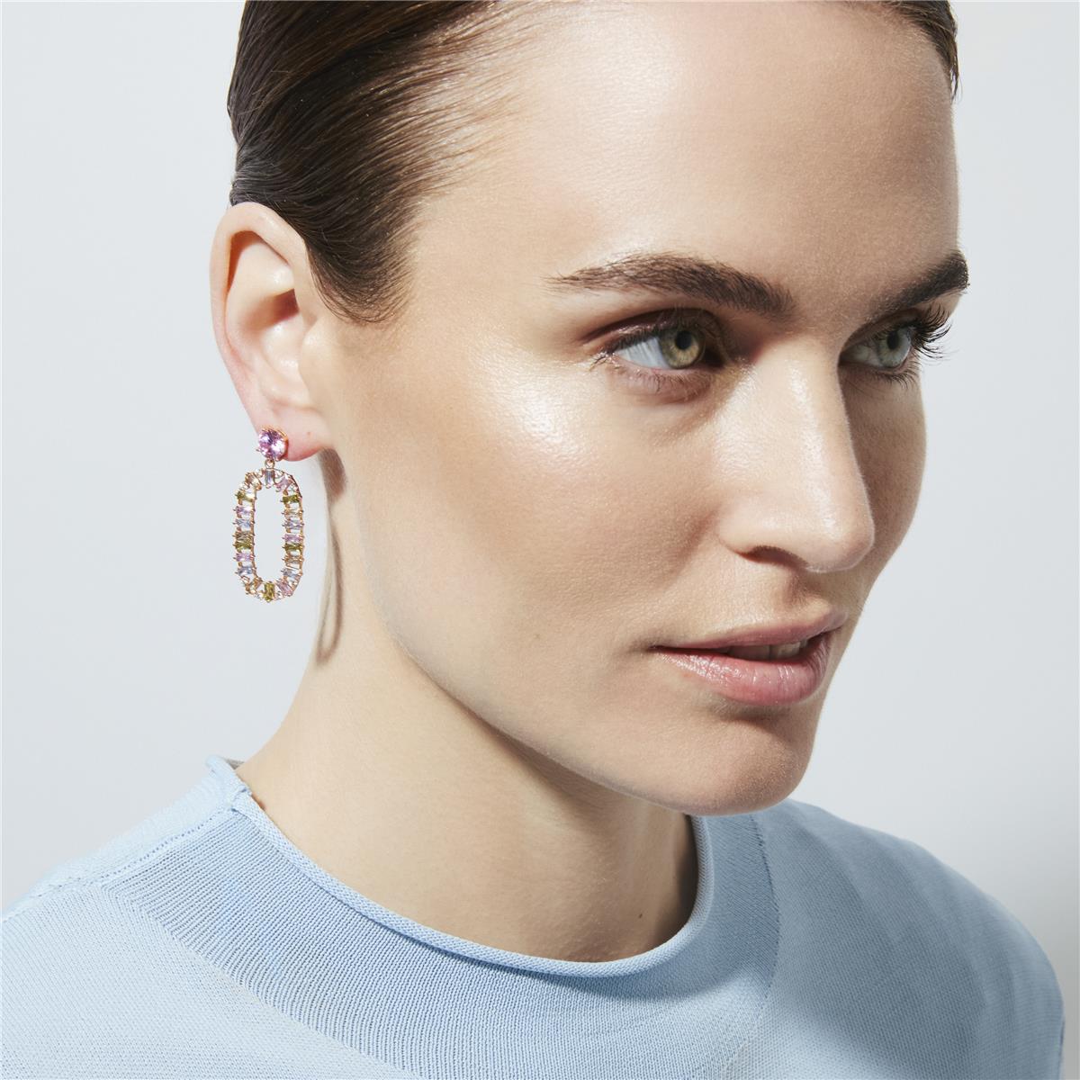 Multicolor Cubic Zirconia Earrings finished in 18k yellow gold - Arose