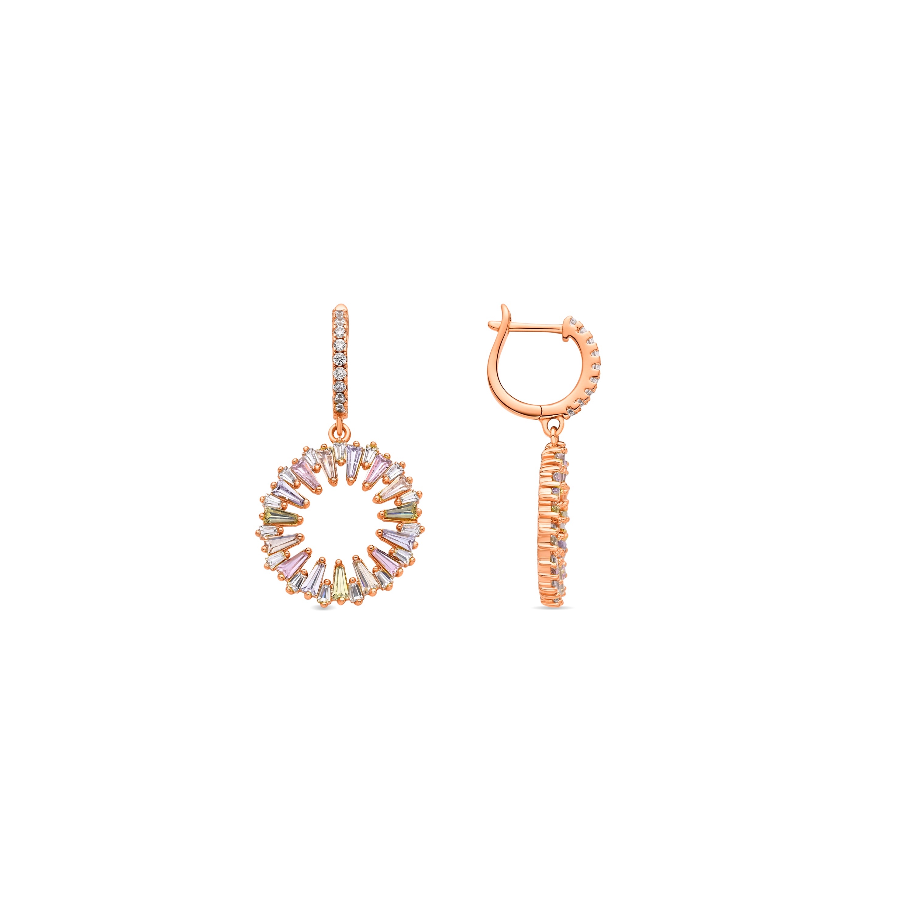 Boucles d'oreilles en zircon multicolore finition or jaune 18k - Raidow