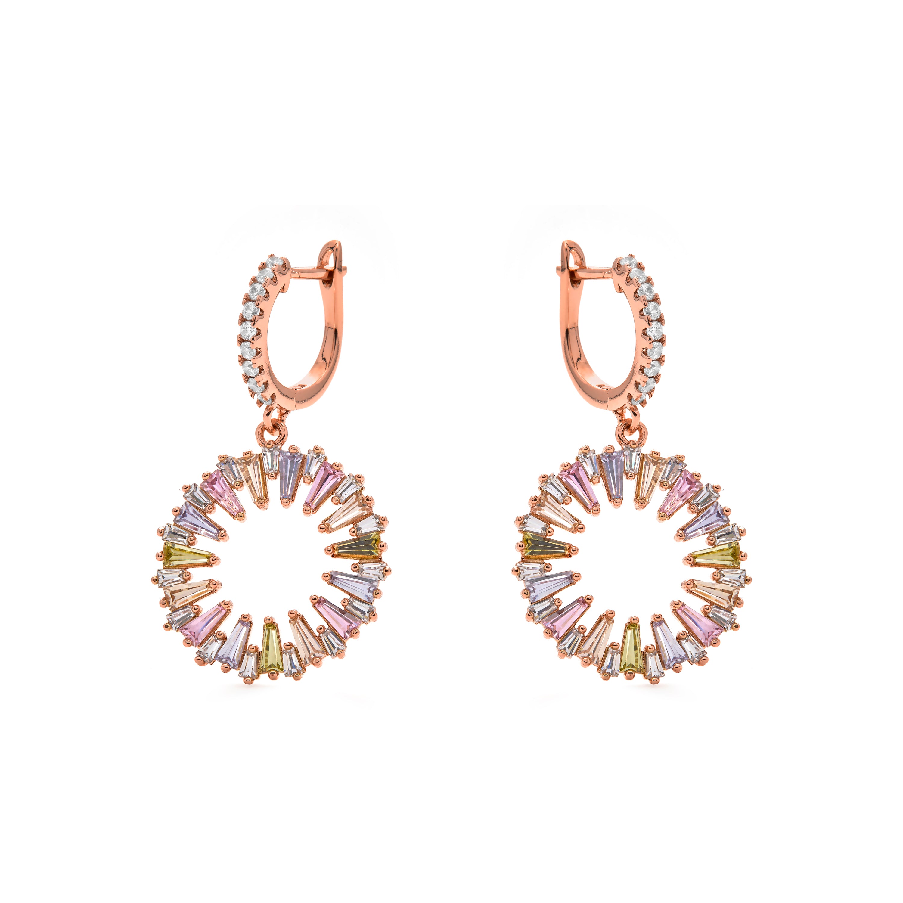 Boucles d'oreilles en zircon multicolore finition or jaune 18k - Raidow