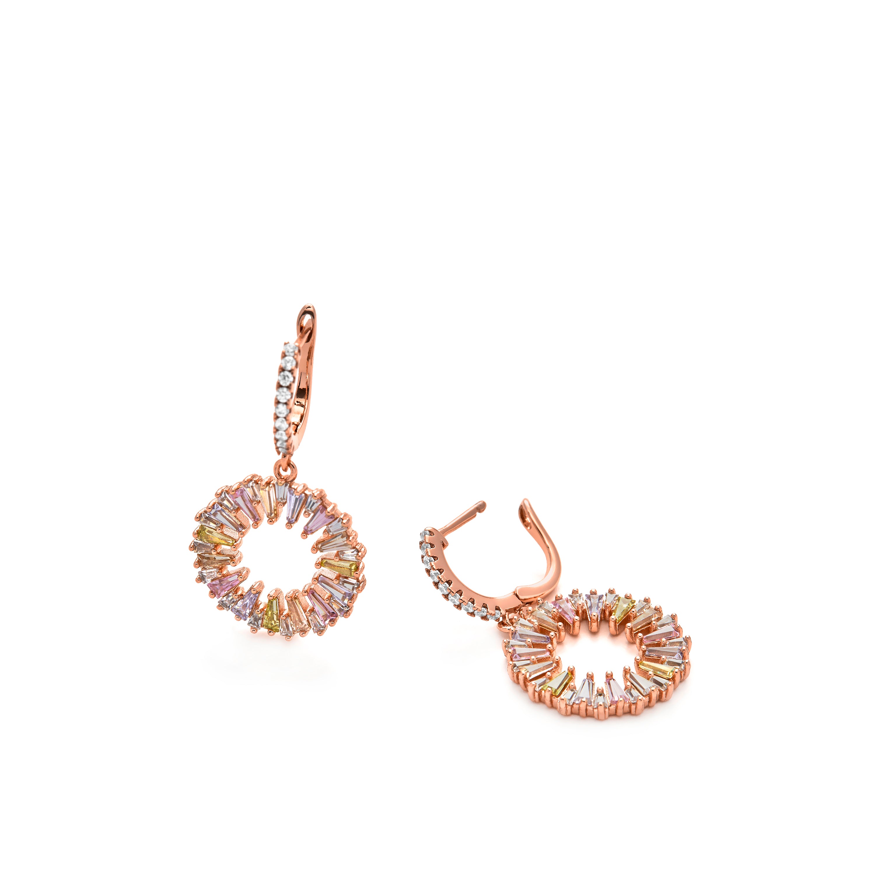 Boucles d'oreilles en zircon multicolore finition or jaune 18k - Raidow