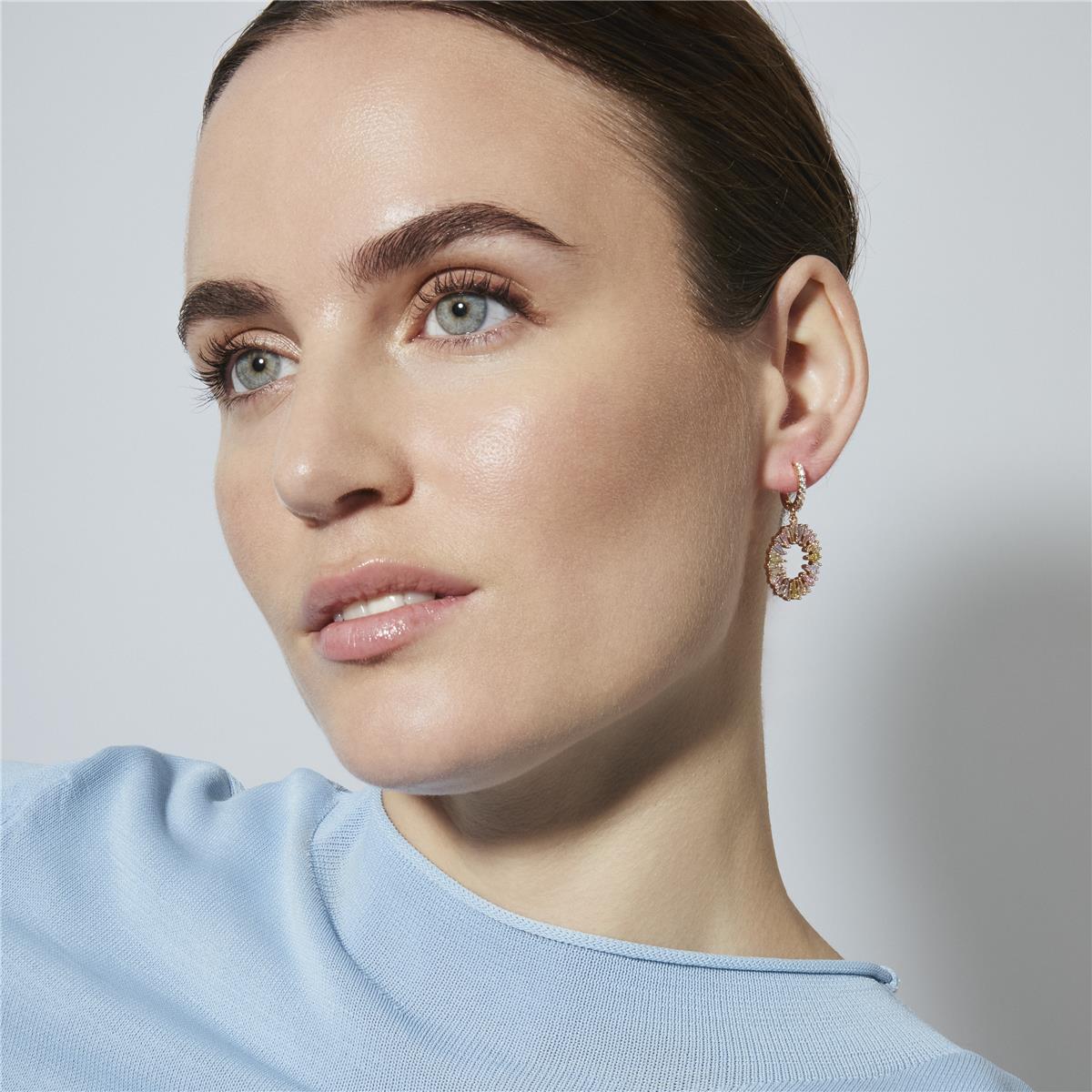Boucles d'oreilles en zircon multicolore finition or jaune 18k - Raidow