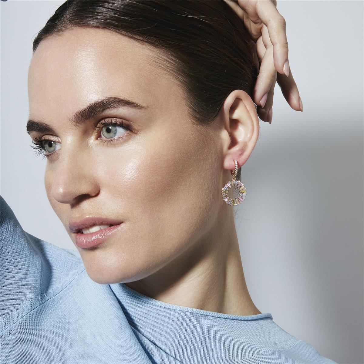 Boucles d'oreilles en zircon multicolore finition or jaune 18k - Raidow