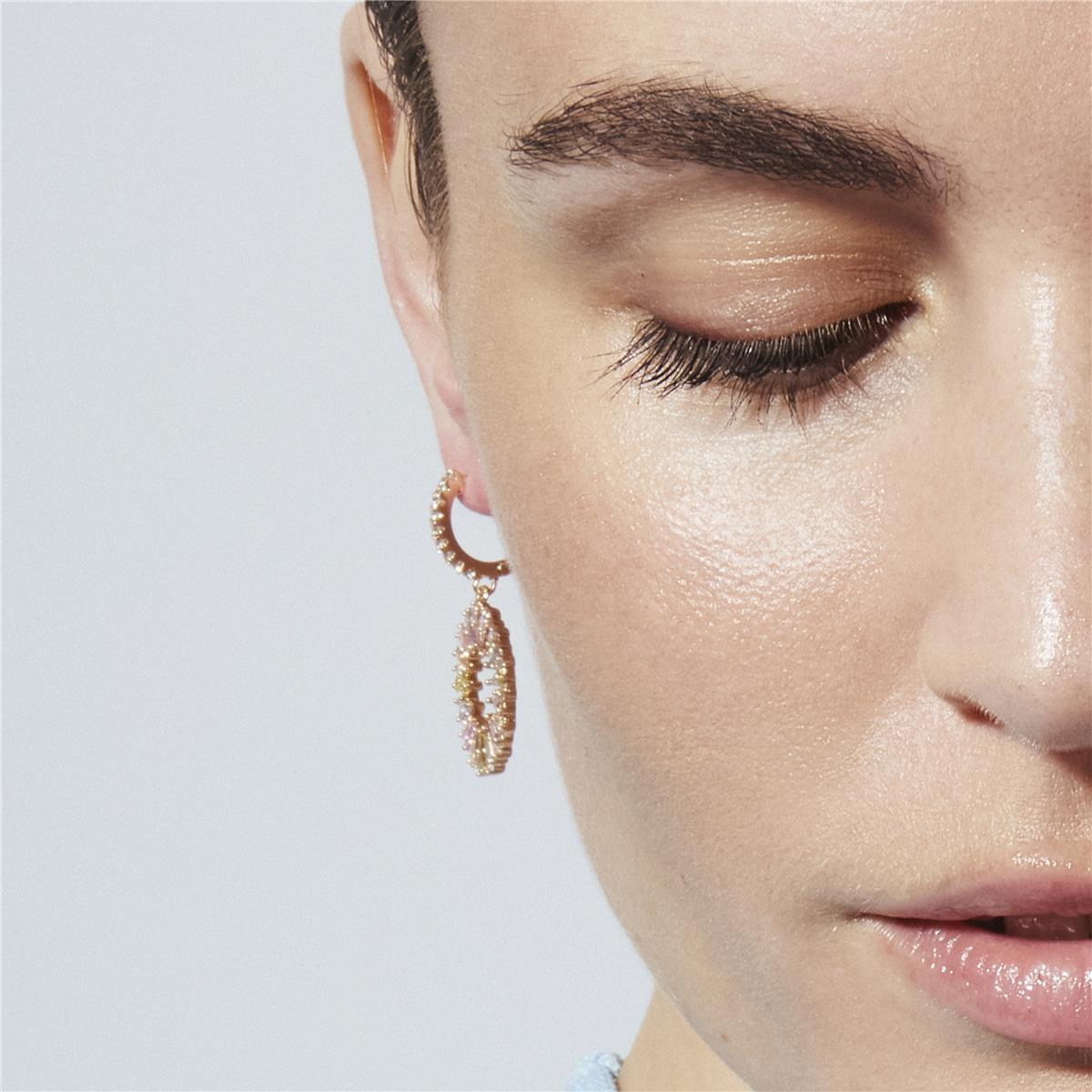 Boucles d'oreilles en zircon multicolore finition or jaune 18k - Raidow