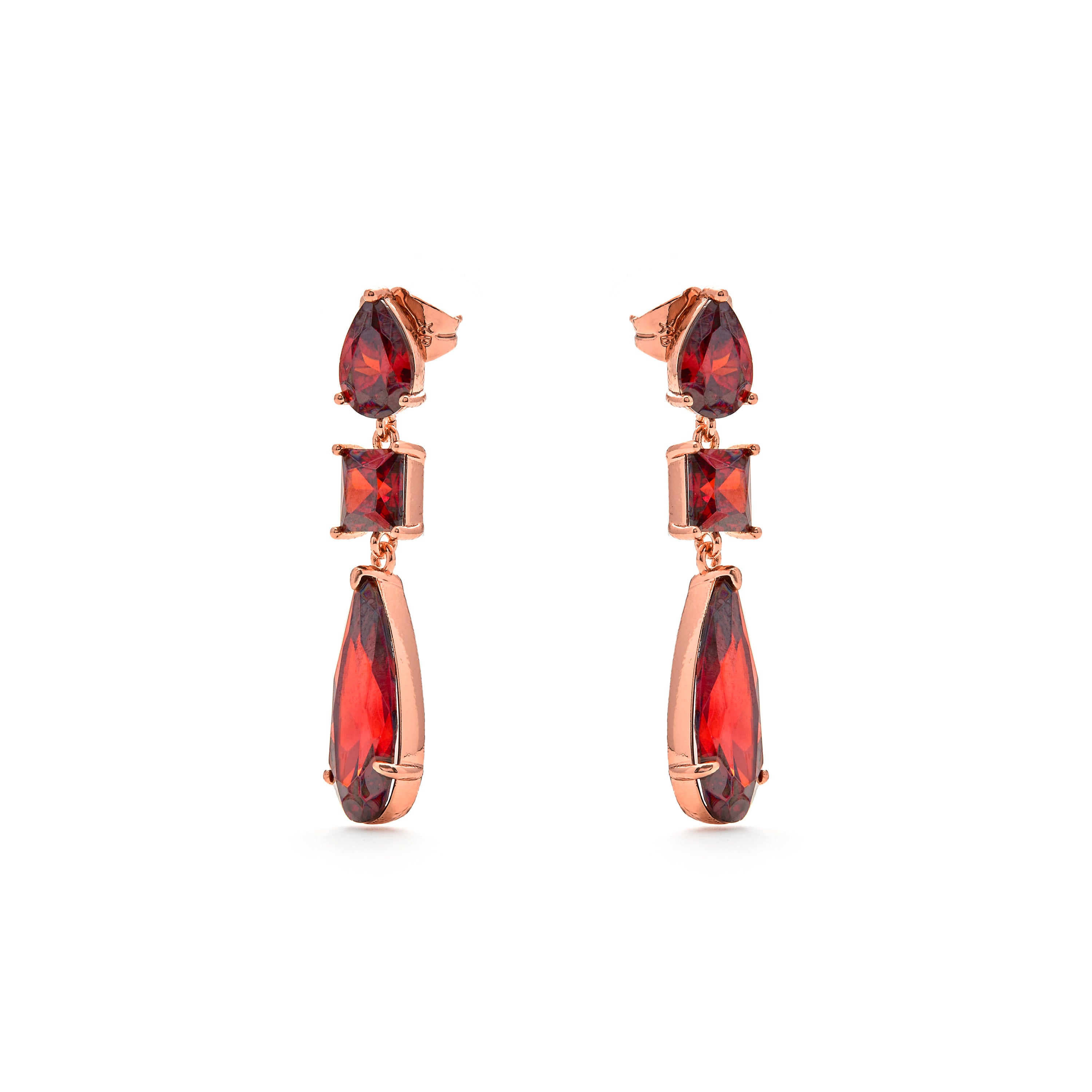 Pendientes de Circonita Rubí acabado en oro amarillo de 18k - Xakah