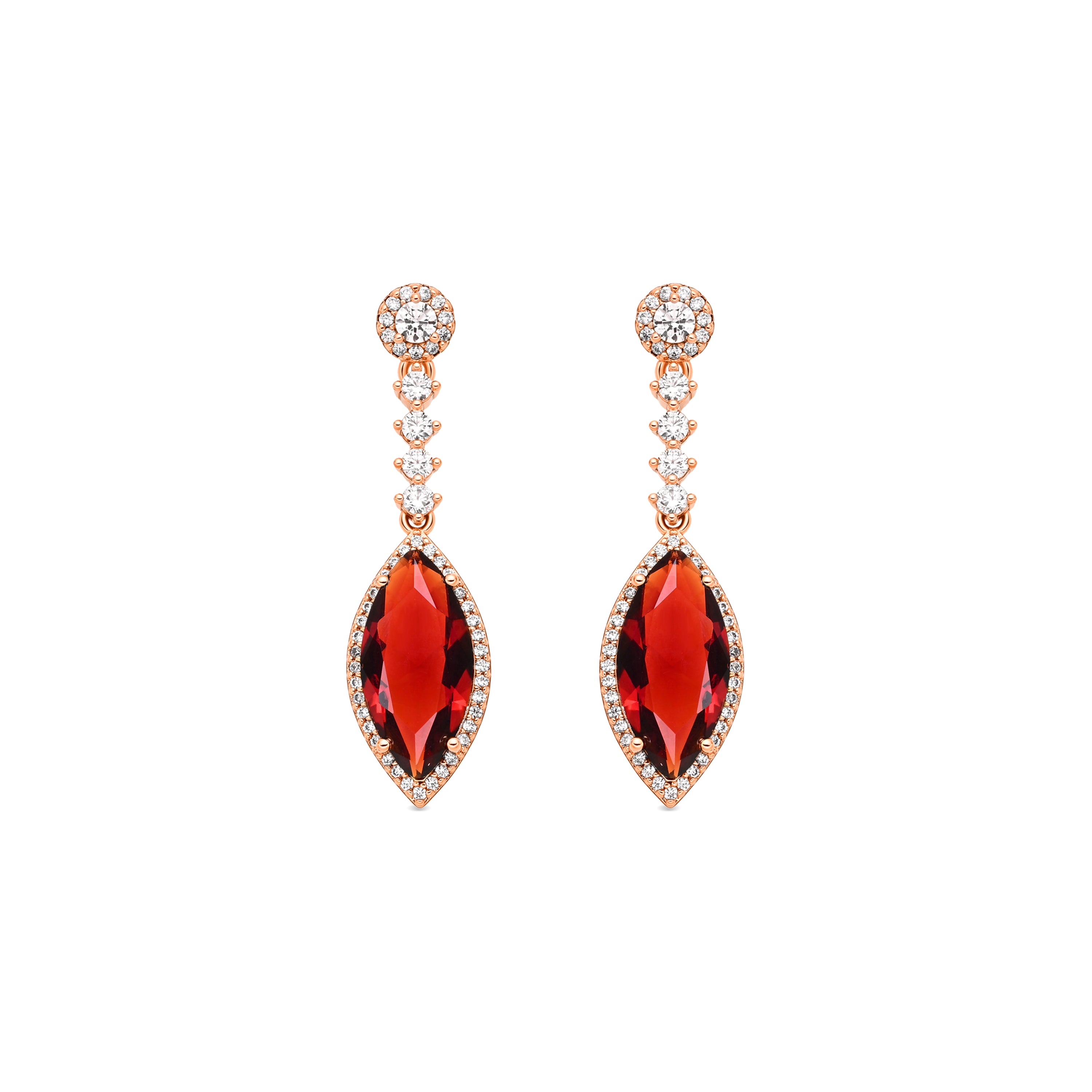 Ruby Cubic Zirconia Earrings finished in 18k Yellow Gold - Musred