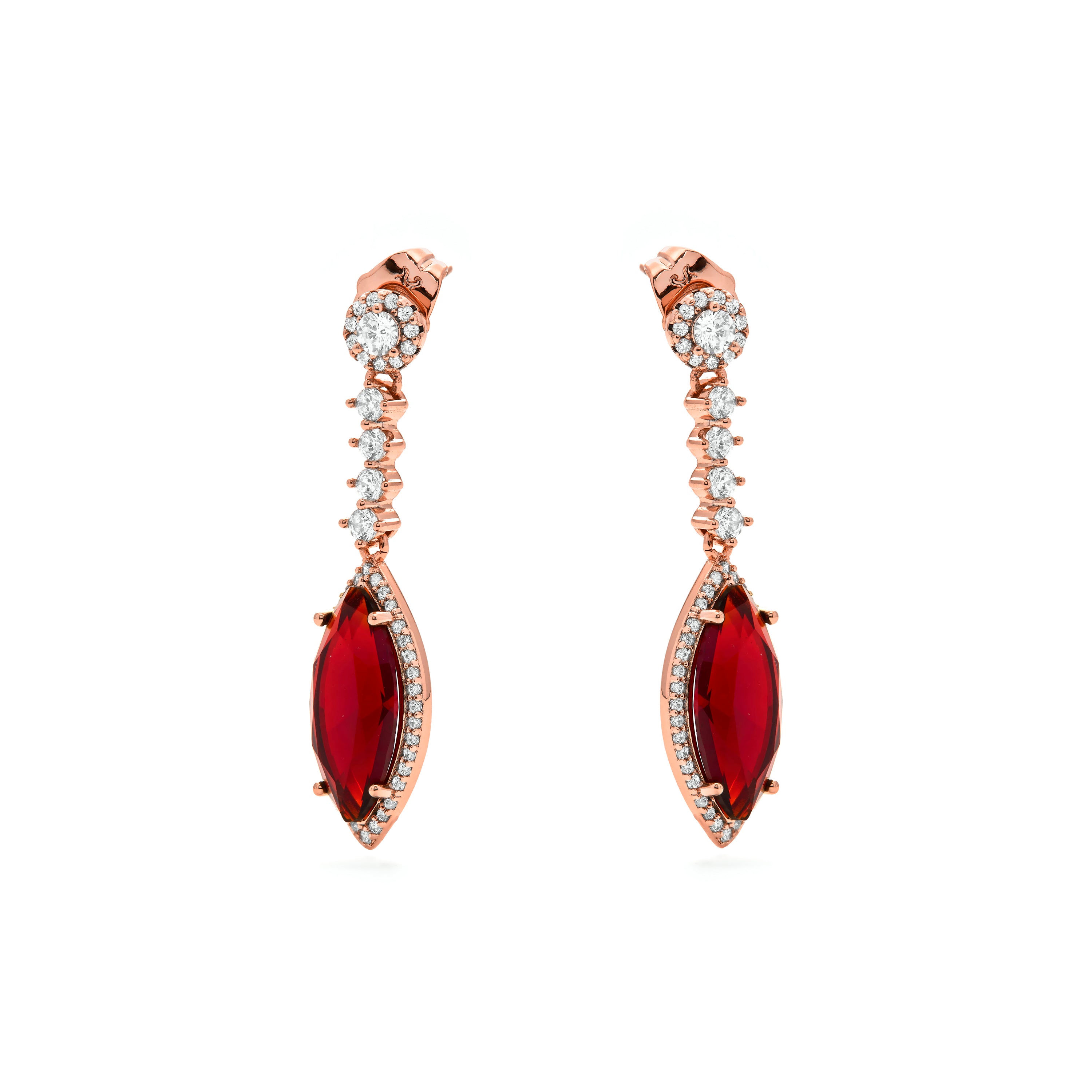 Ruby Cubic Zirconia Earrings finished in 18k Yellow Gold - Musred