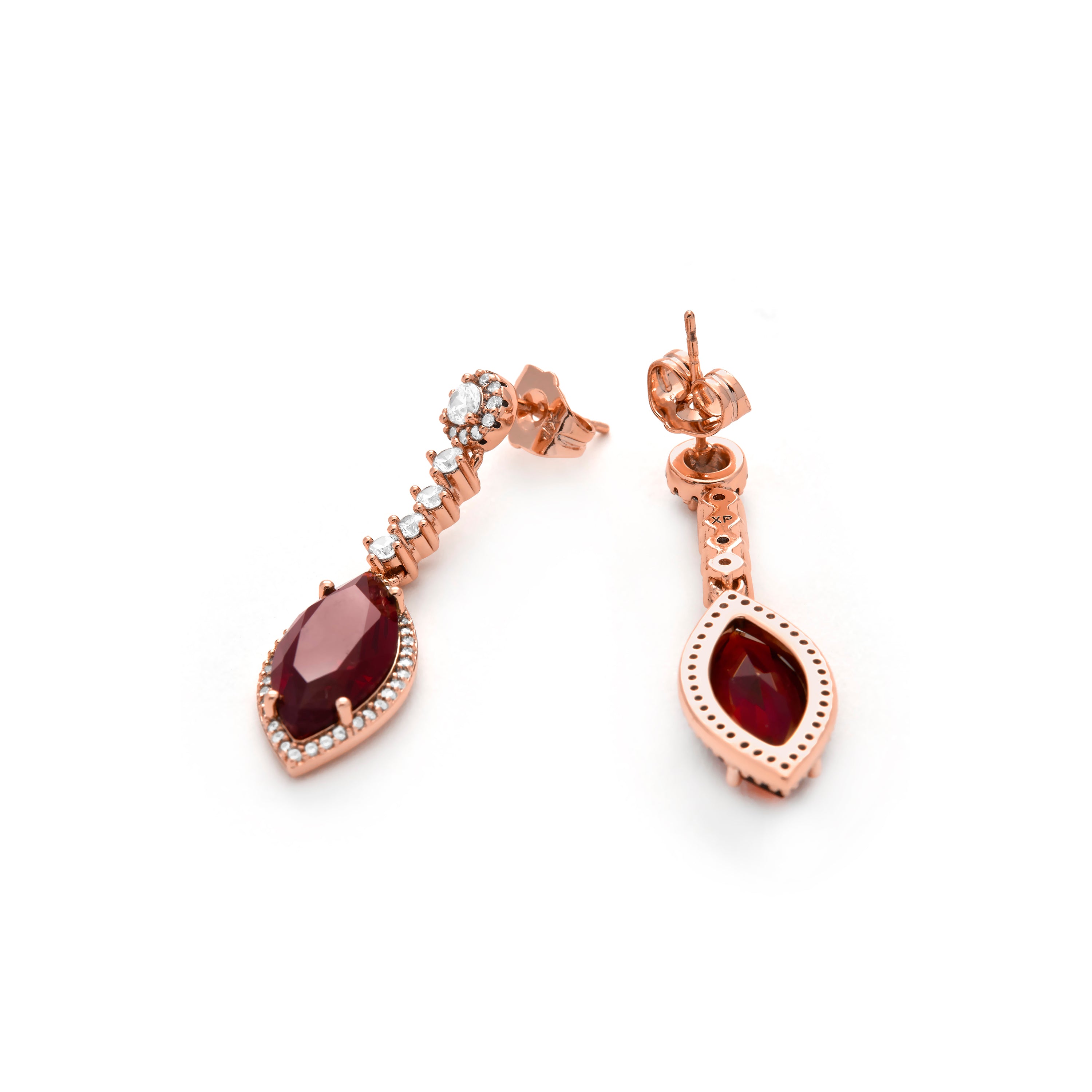 Ruby Cubic Zirconia Earrings finished in 18k Yellow Gold - Musred
