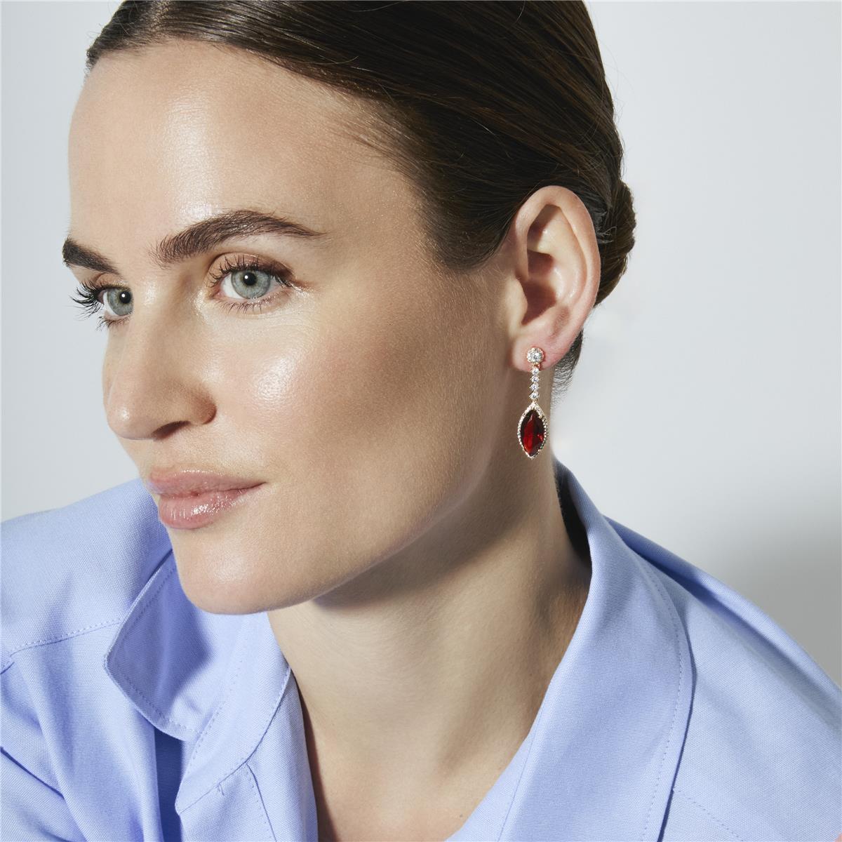 Ruby Cubic Zirconia Earrings finished in 18k Yellow Gold - Musred