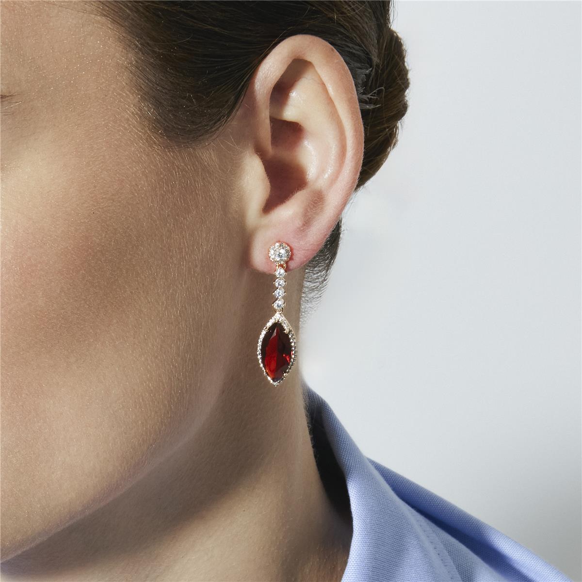 Ruby Cubic Zirconia Earrings finished in 18k Yellow Gold - Musred