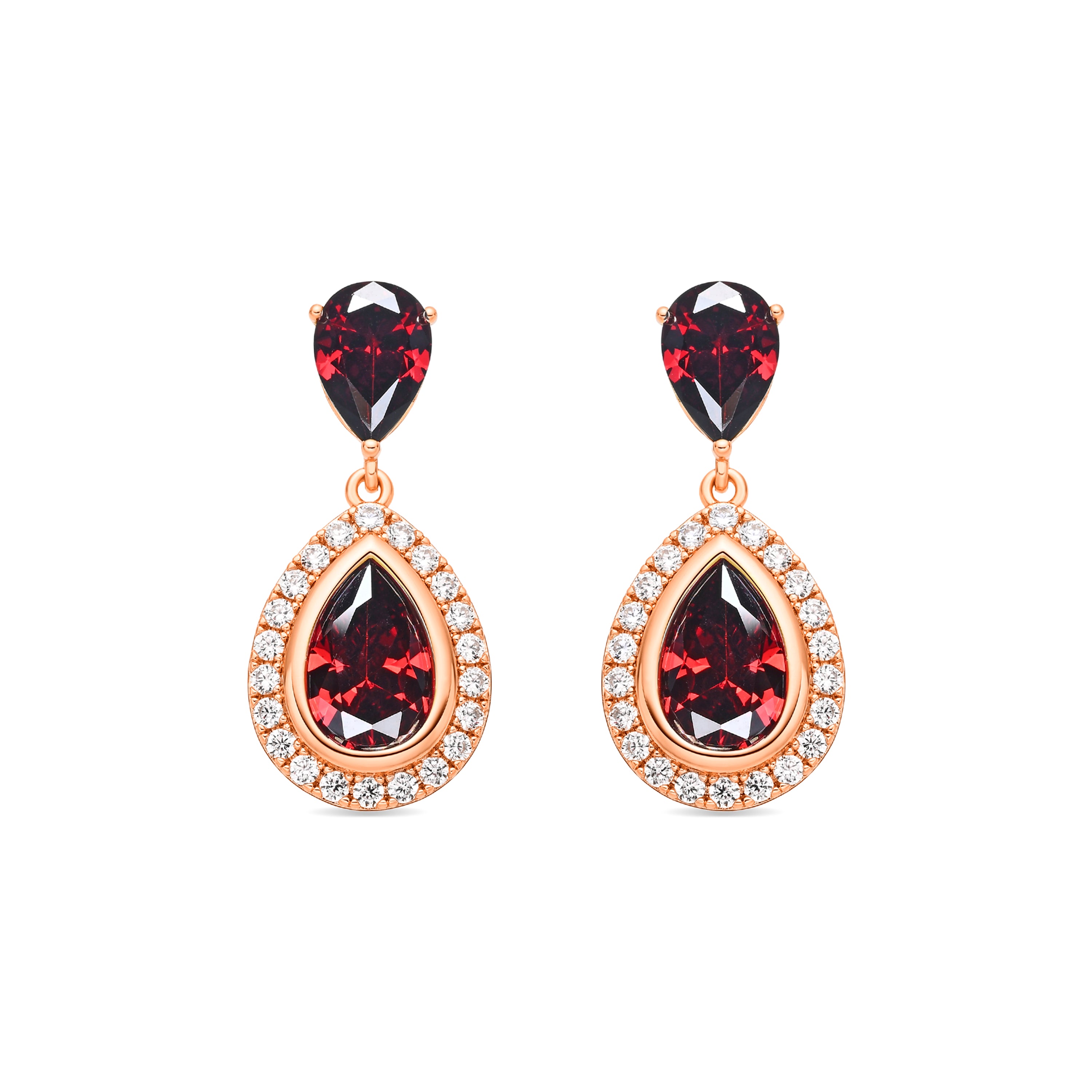 Orecchini con zircone rubino finitura in oro giallo 18k - Lilem
