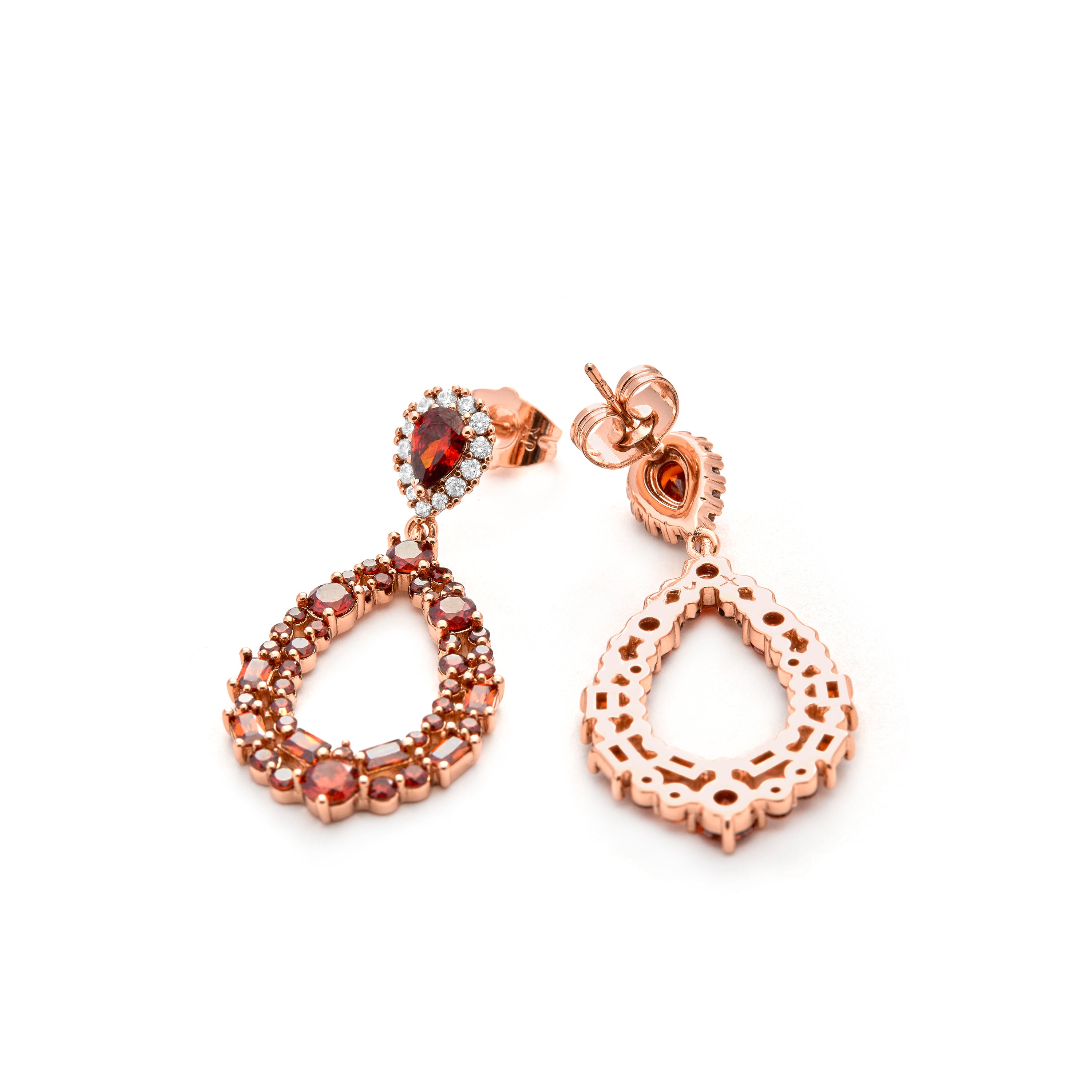 Rubin-Zirkonia-Ohrringe mit 18k Gelbgold-Finish - Damao