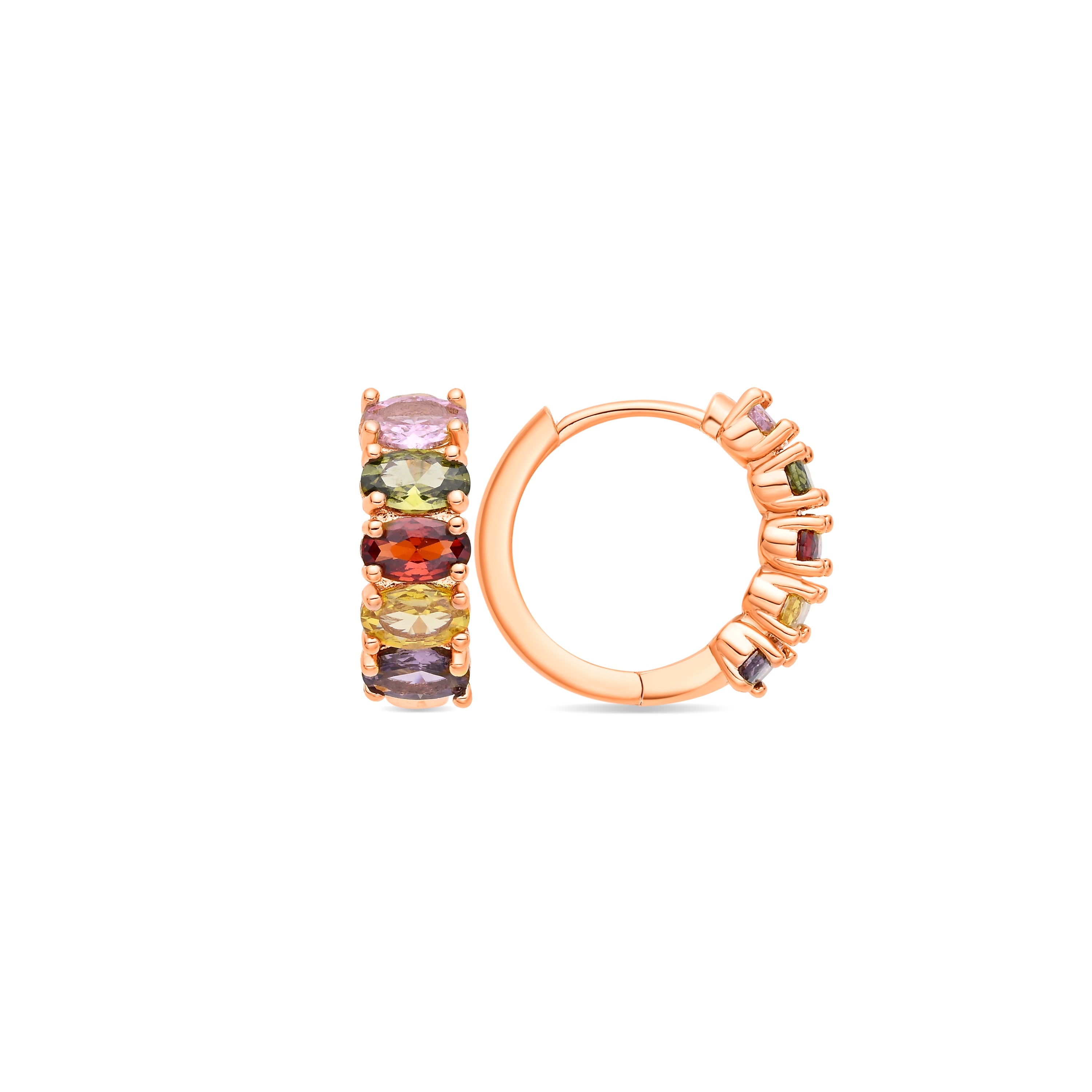 Multicolor Zirkonia Ohrringe mit 18k Gelbgold-Finish - Fimiw