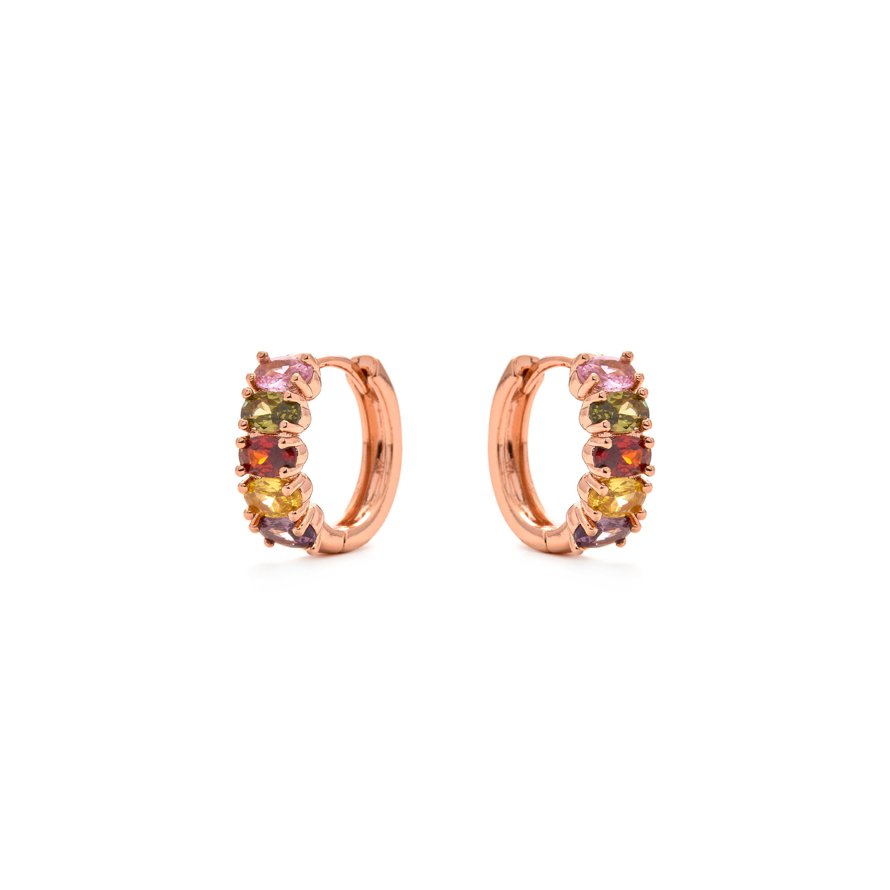 Multicolor Zirkonia Ohrringe mit 18k Gelbgold-Finish - Fimiw