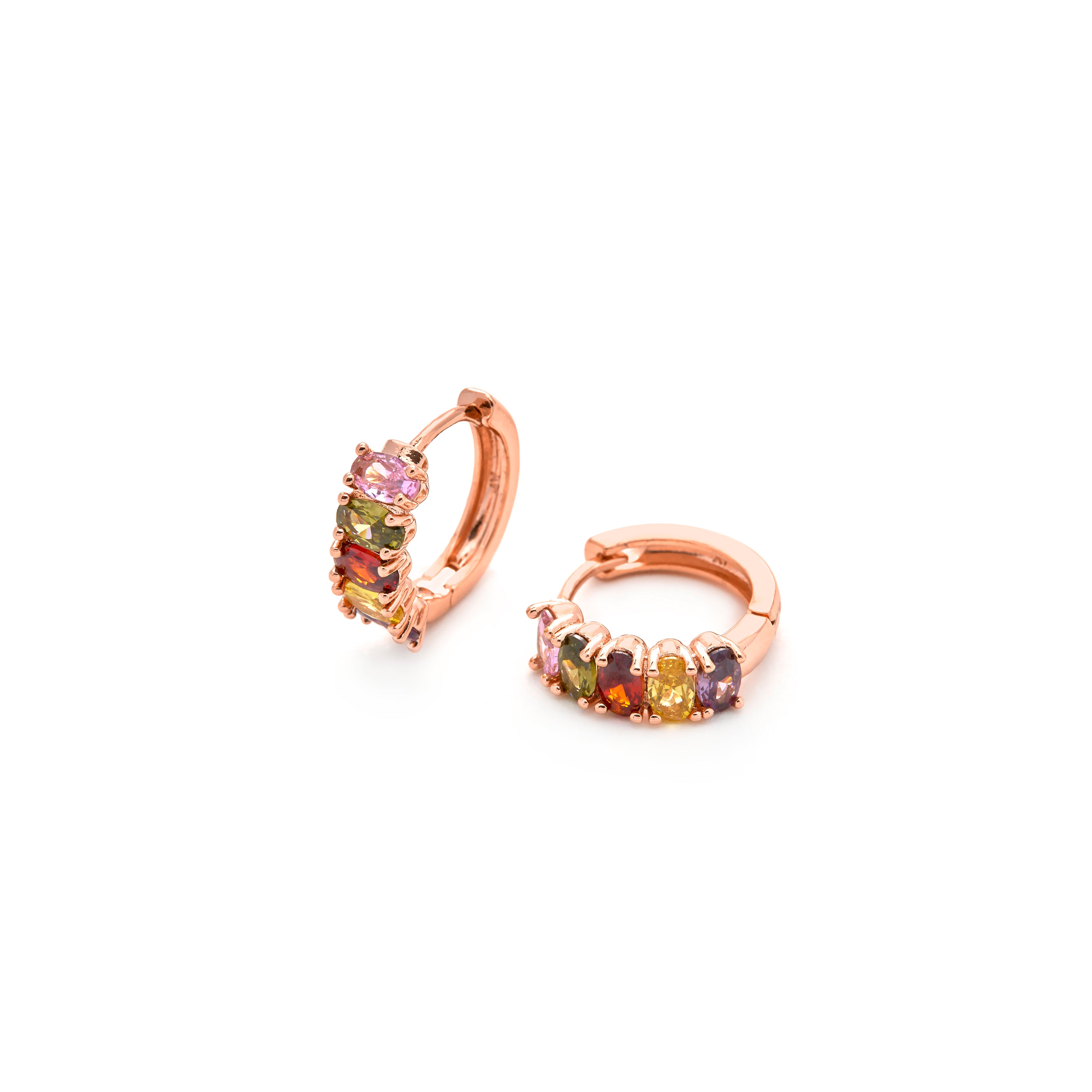 Multicolor Zirkonia Ohrringe mit 18k Gelbgold-Finish - Fimiw