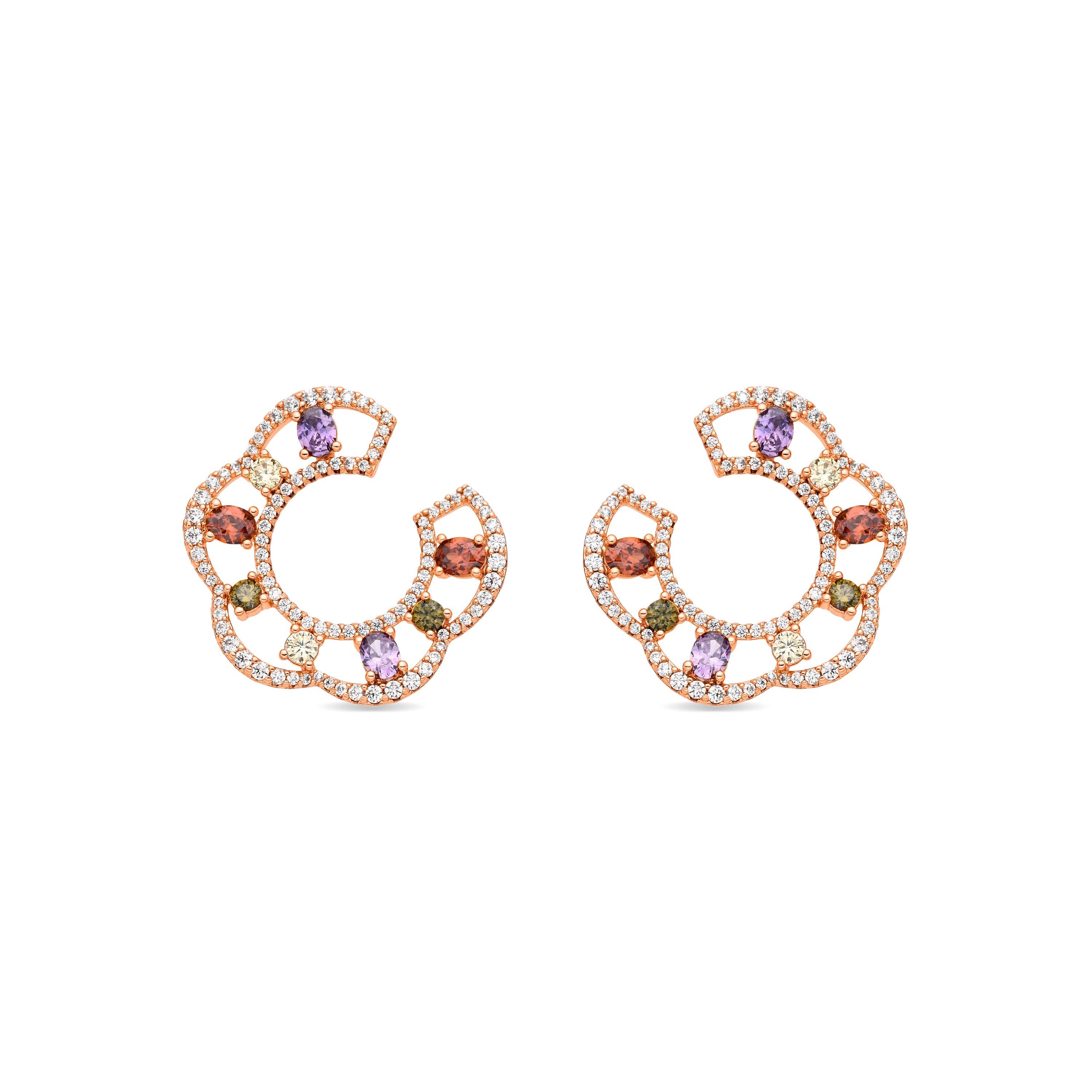 Pendientes de Circonita Multicolor acabado en oro amarillo de 18k - Prorax