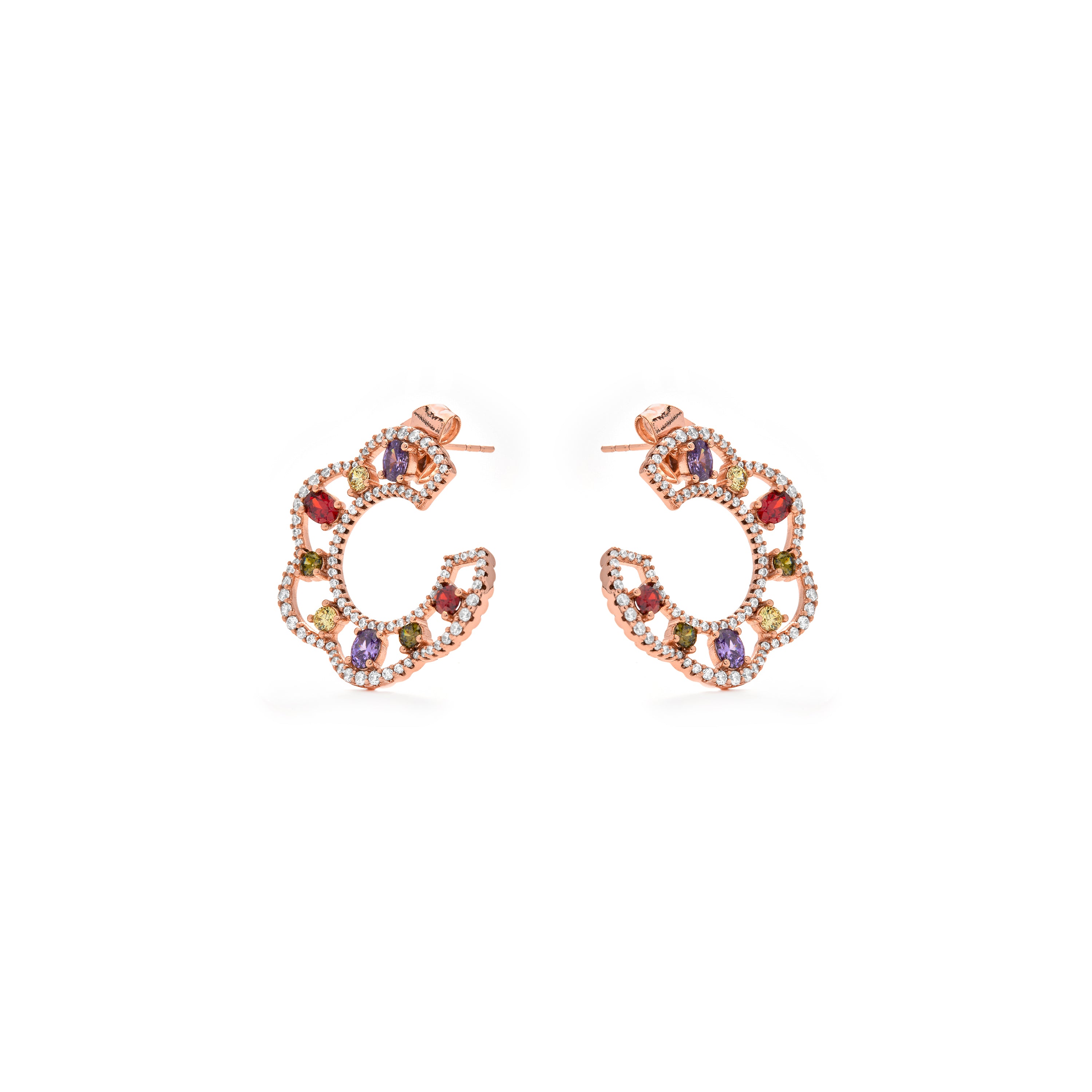 Pendientes de Circonita Multicolor acabado en oro amarillo de 18k - Prorax