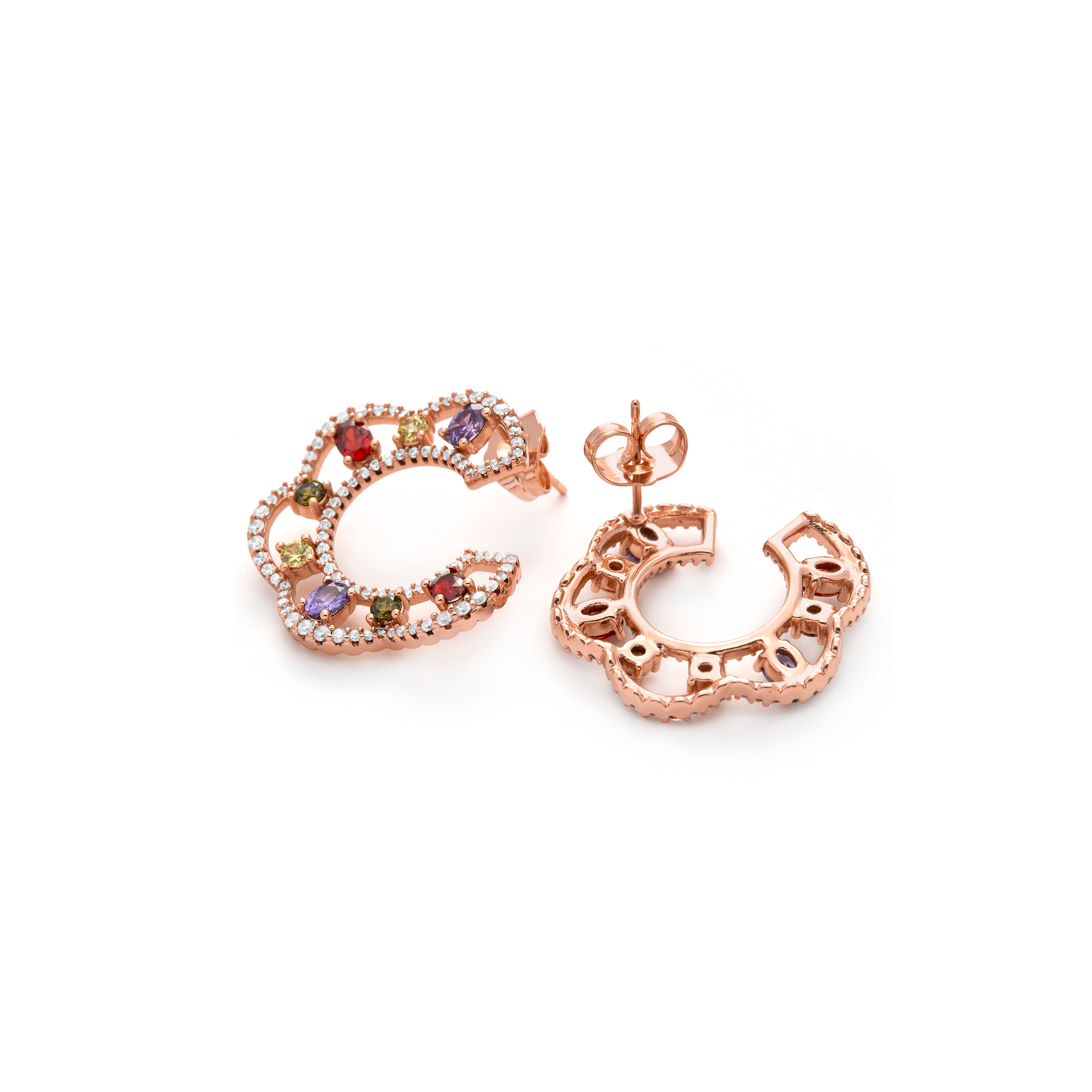Pendientes de Circonita Multicolor acabado en oro amarillo de 18k - Prorax