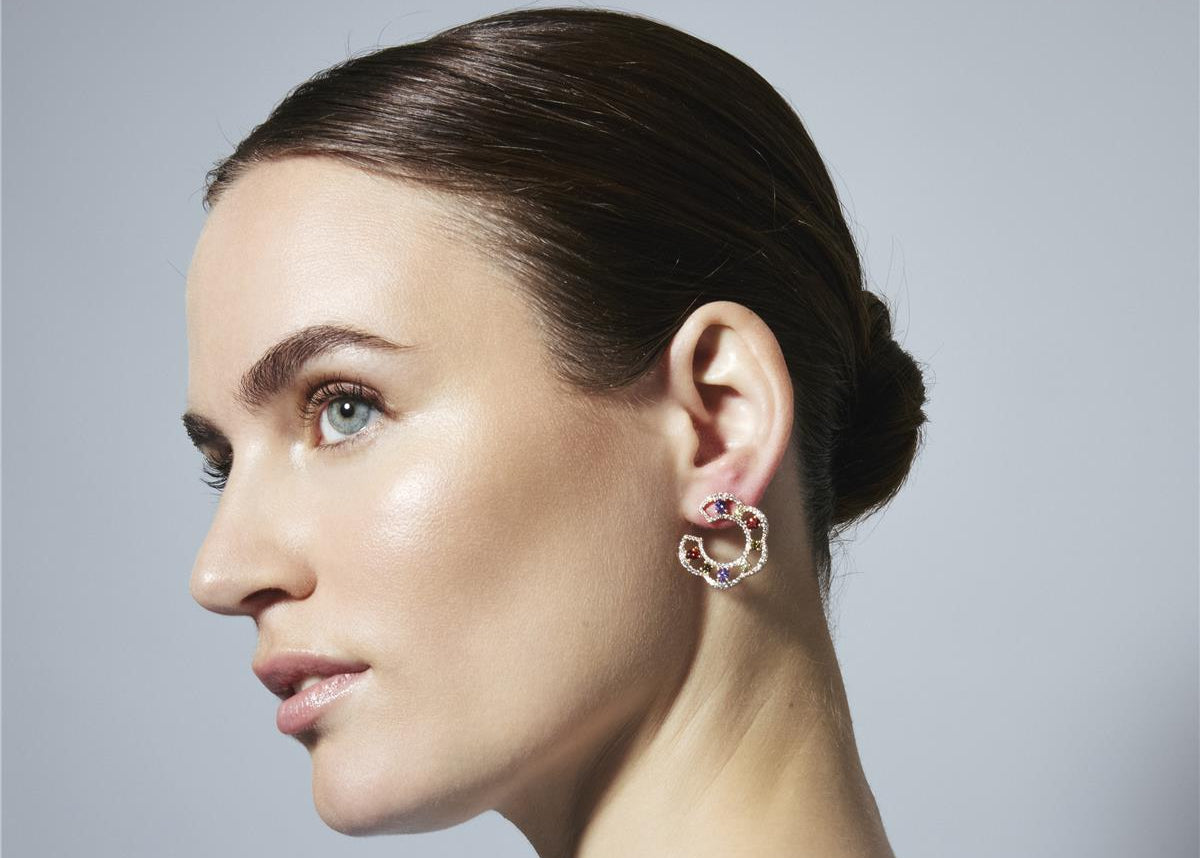 Pendientes de Circonita Multicolor acabado en oro amarillo de 18k - Prorax