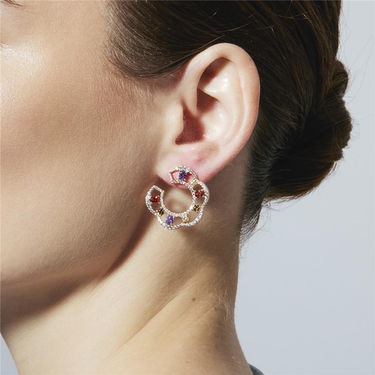 Pendientes de Circonita Multicolor acabado en oro amarillo de 18k - Prorax
