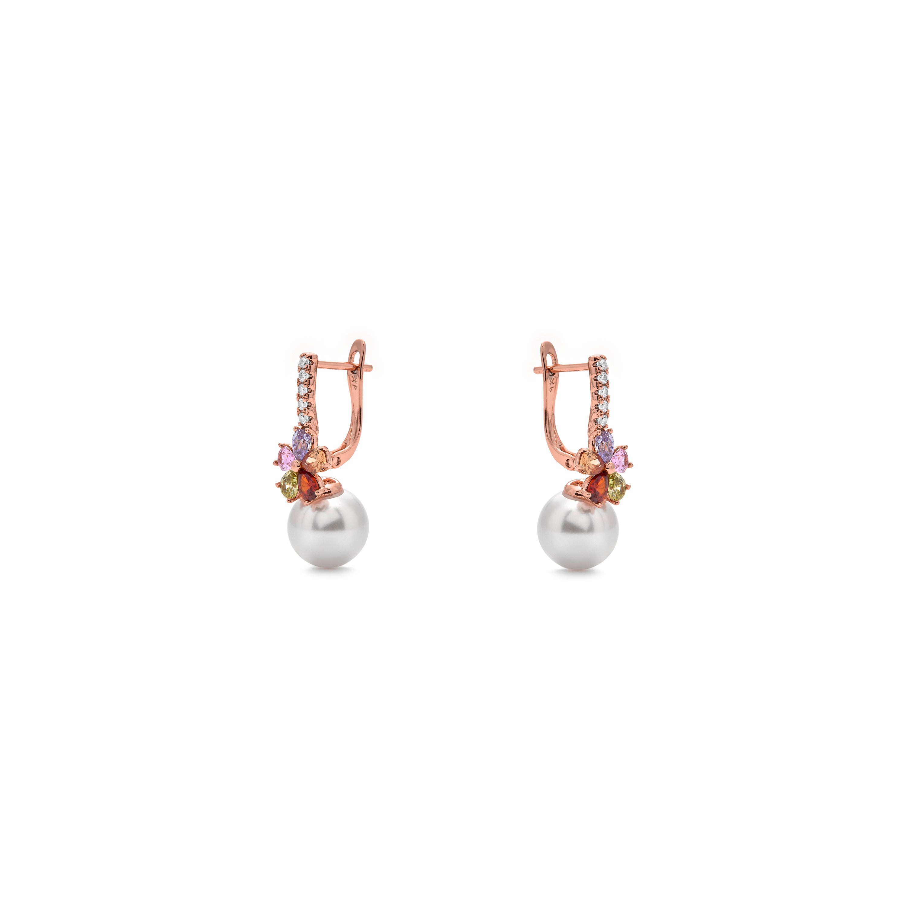 Boucles d'oreilles en zircon multicolore finition or jaune 18k - Vaza