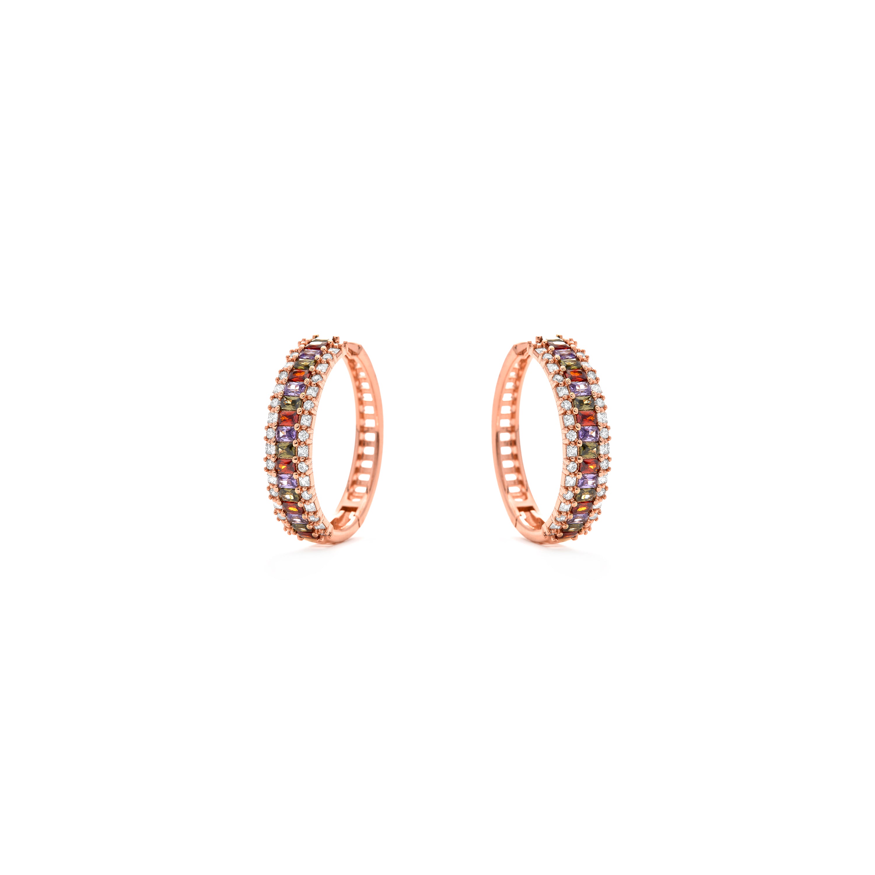 Multicolor Cubic Zirconia Earrings with 18k Yellow Gold Finish - Forast
