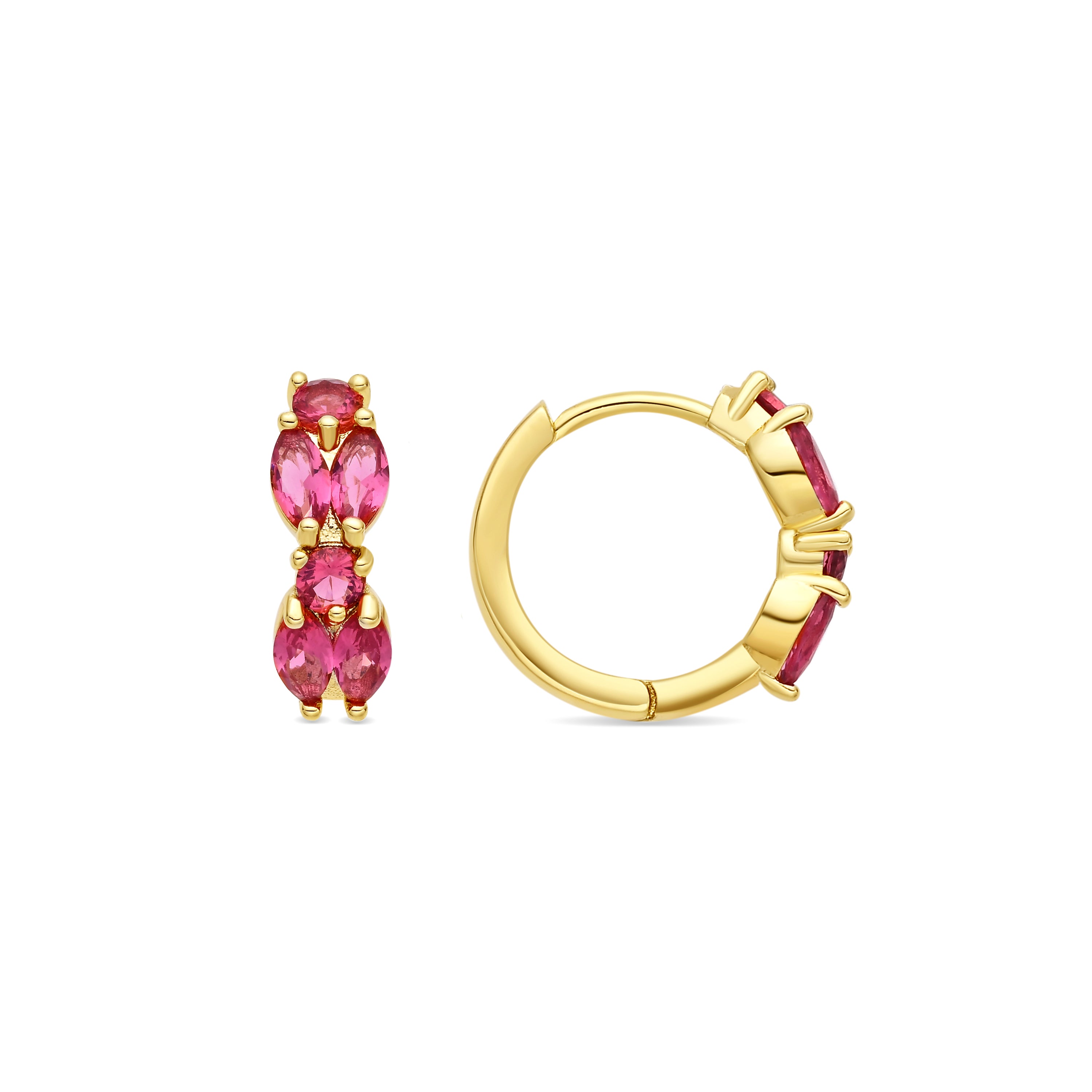 Pendientes de Circonita Rubí acabado en oro amarillo de 18k - Urmo