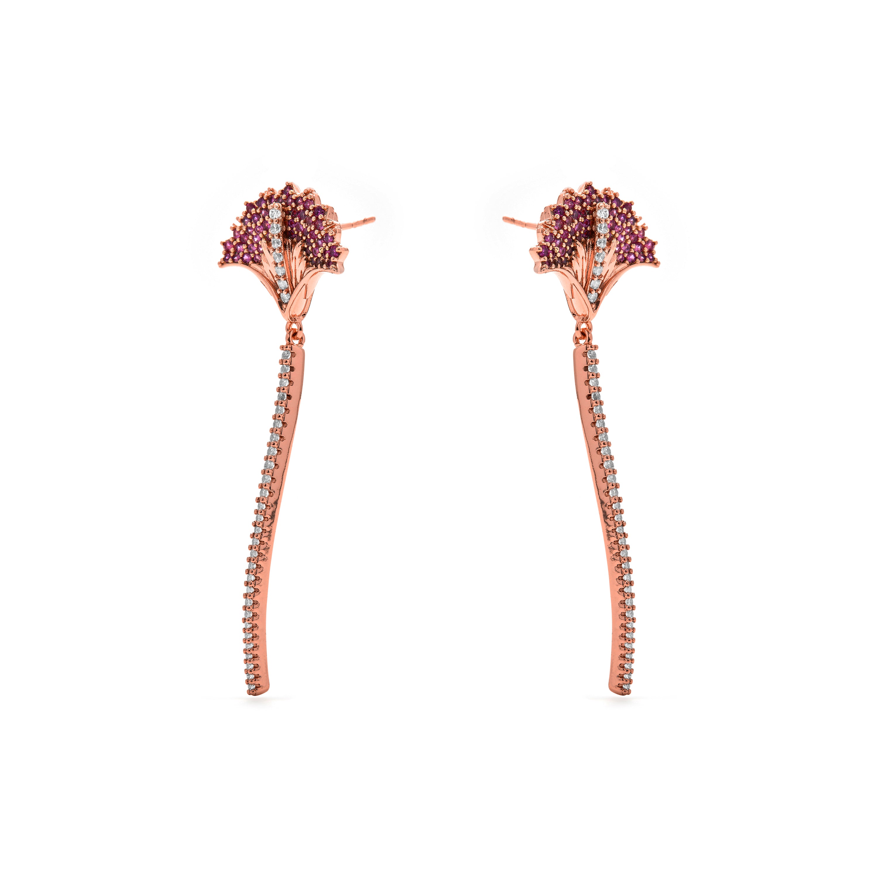 Pendientes de Circonita Rubí acabado en oro amarillo de 18k - Shiren