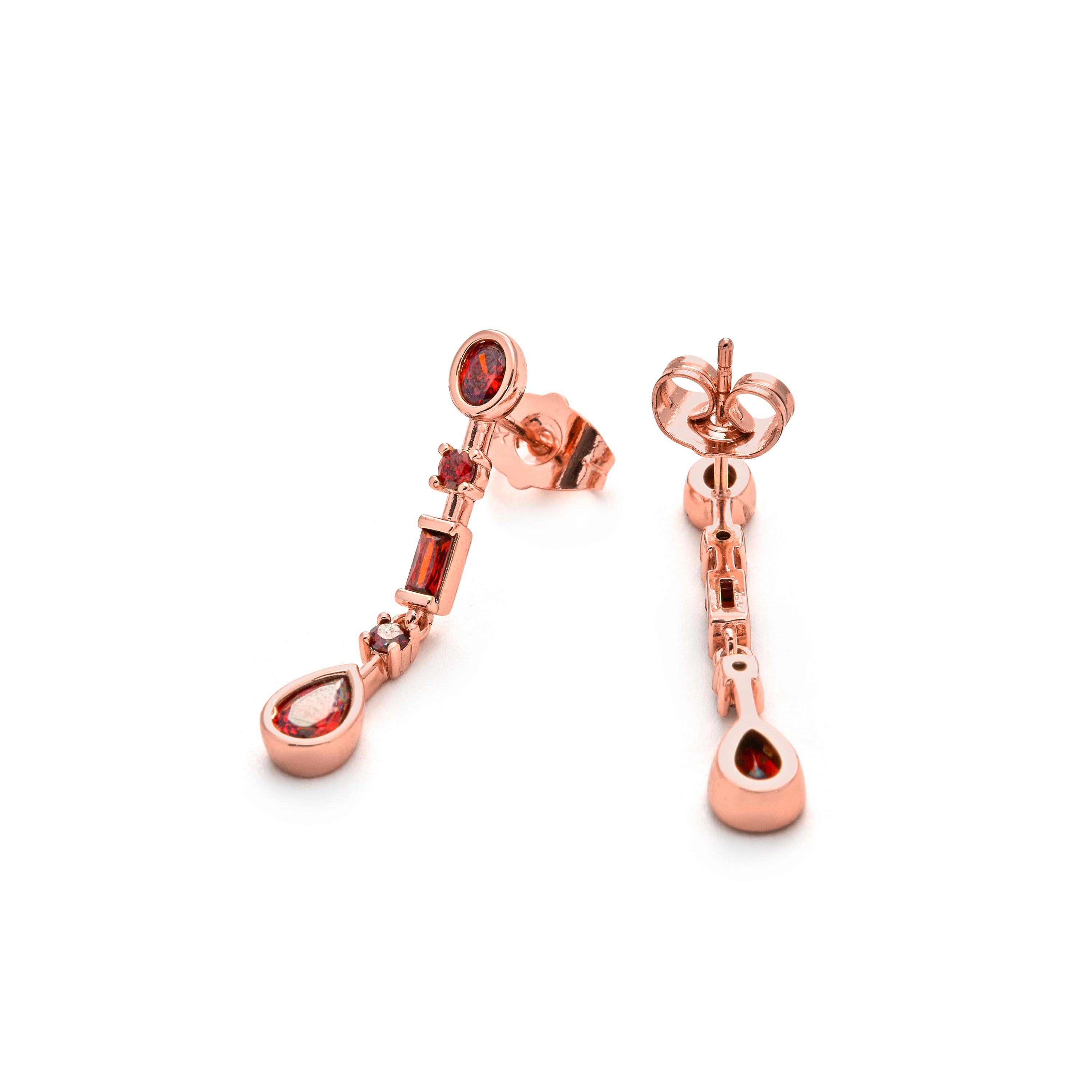 Pendientes de Circonita Rubí acabado en oro amarillo de 18k - Mobor