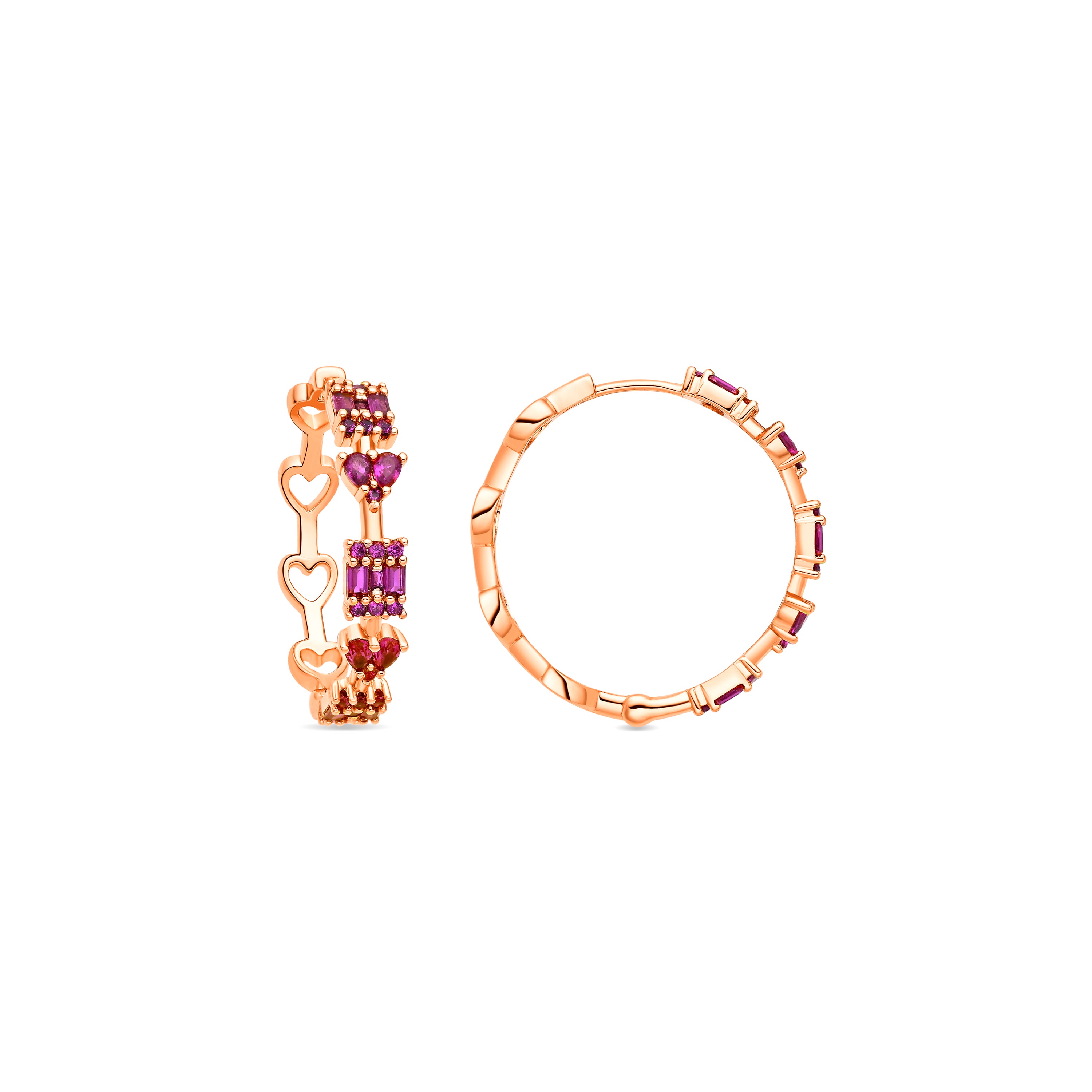 Ruby Cubic Zirconia Earrings with 18k Yellow Gold Finish - Fanri