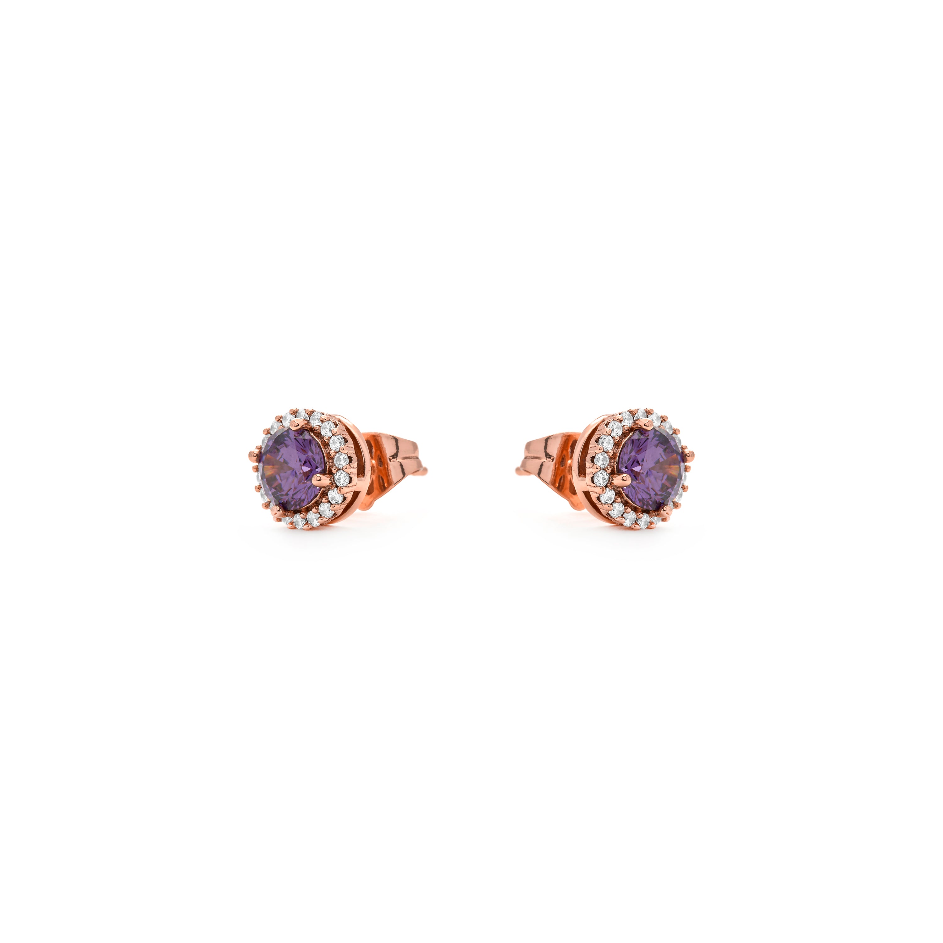 Amethyst Cubic Zirconia Earrings with 18k Yellow Gold Finish - Lizbo
