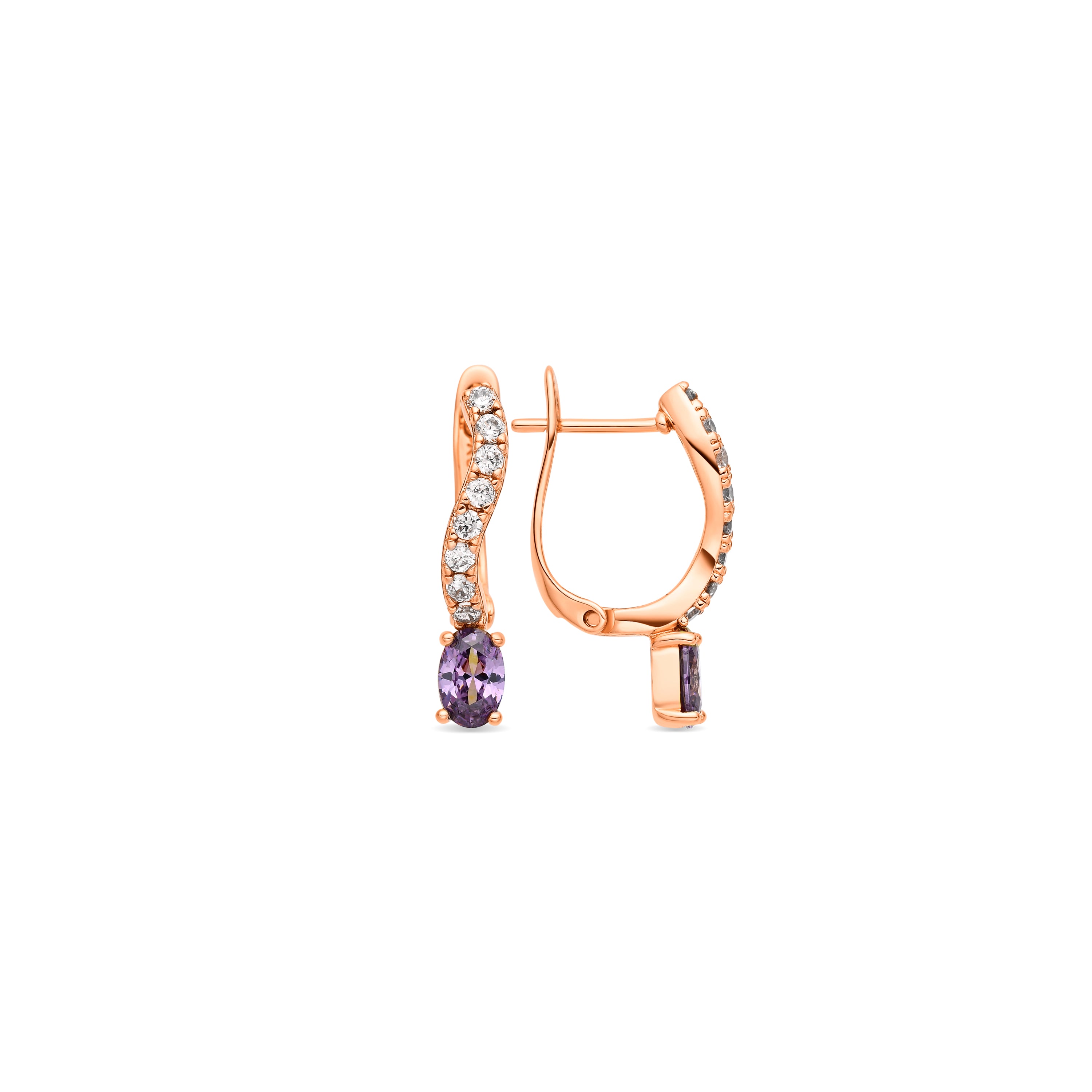 Orecchini con zircone ametista finitura in oro giallo 18k - Nakco
