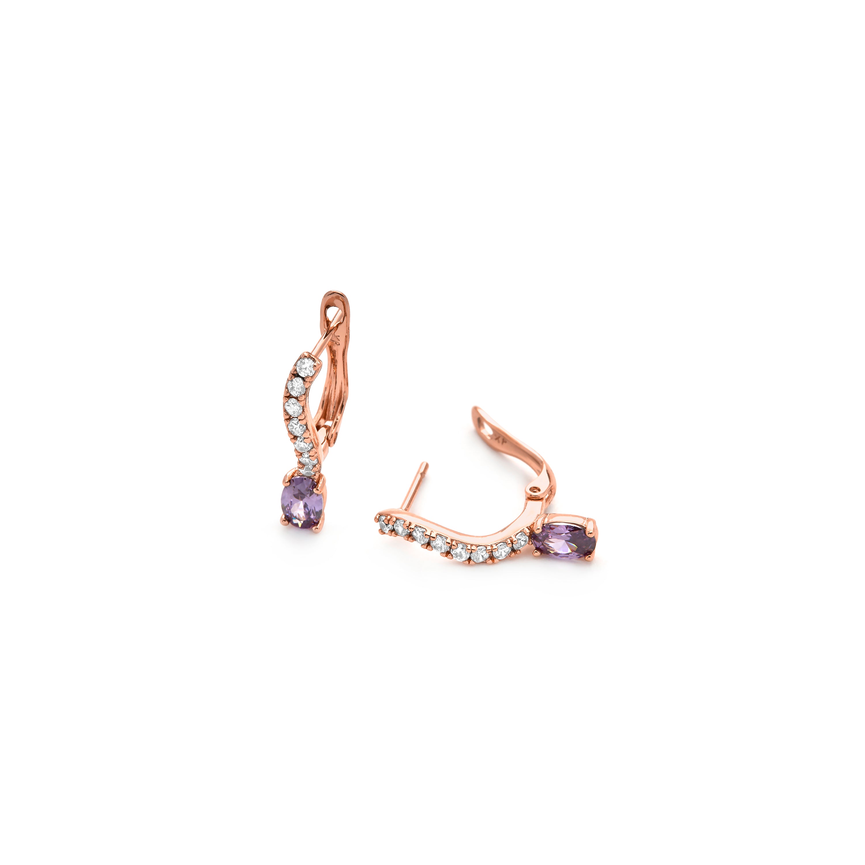 Orecchini con zircone ametista finitura in oro giallo 18k - Nakco