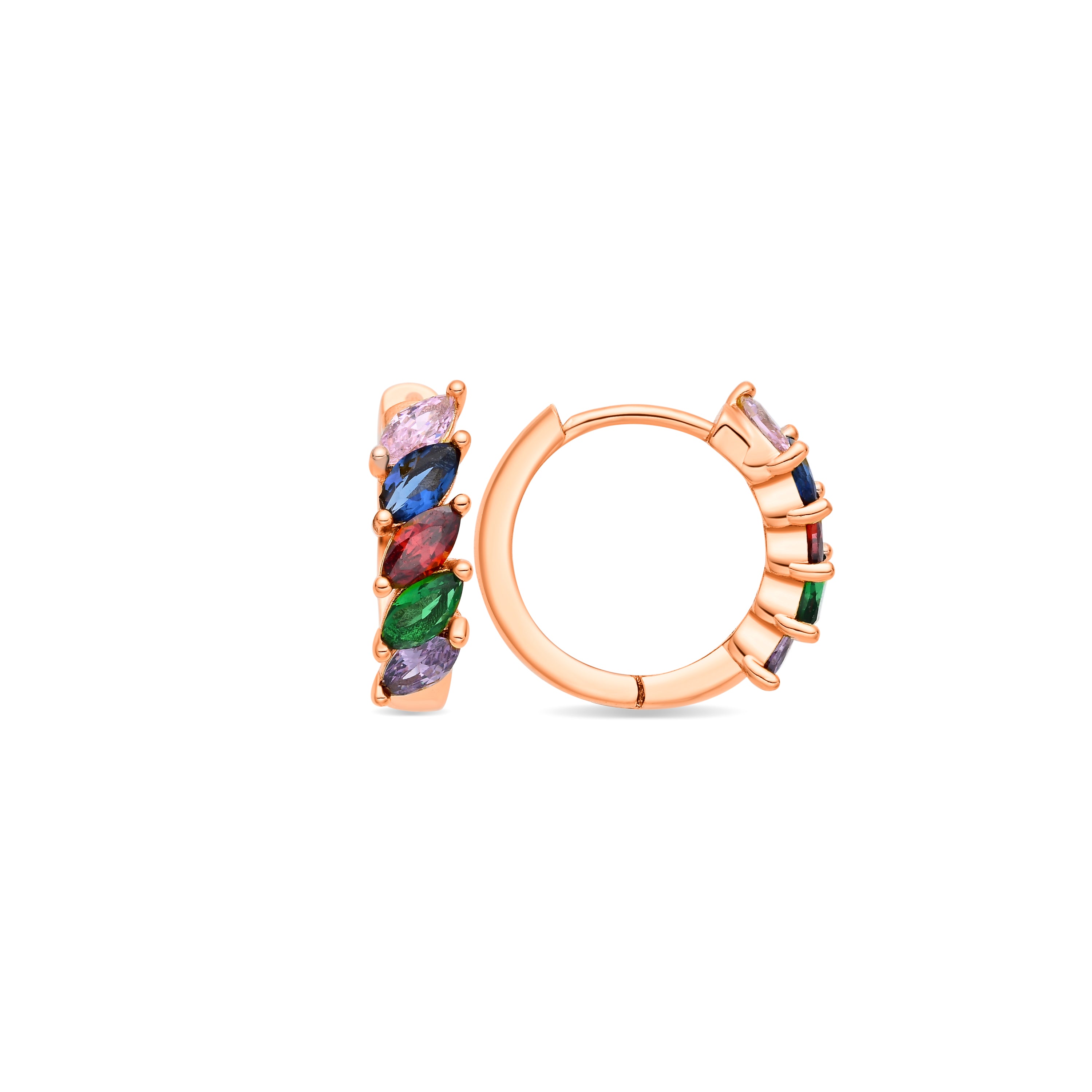 Multicolor Cubic Zirconia Earrings finished in 18k yellow gold - Widas
