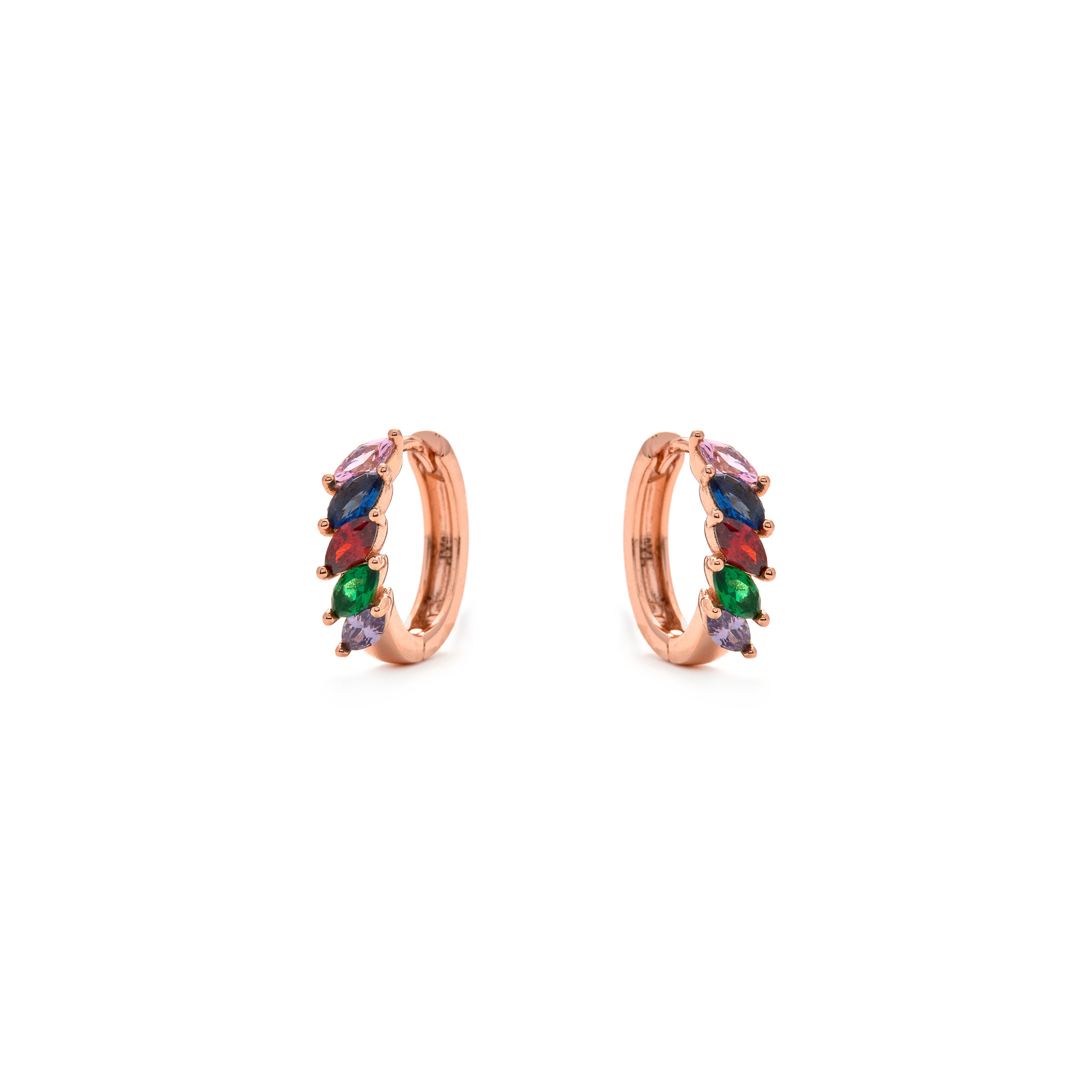 Multicolor Cubic Zirconia Earrings finished in 18k yellow gold - Widas