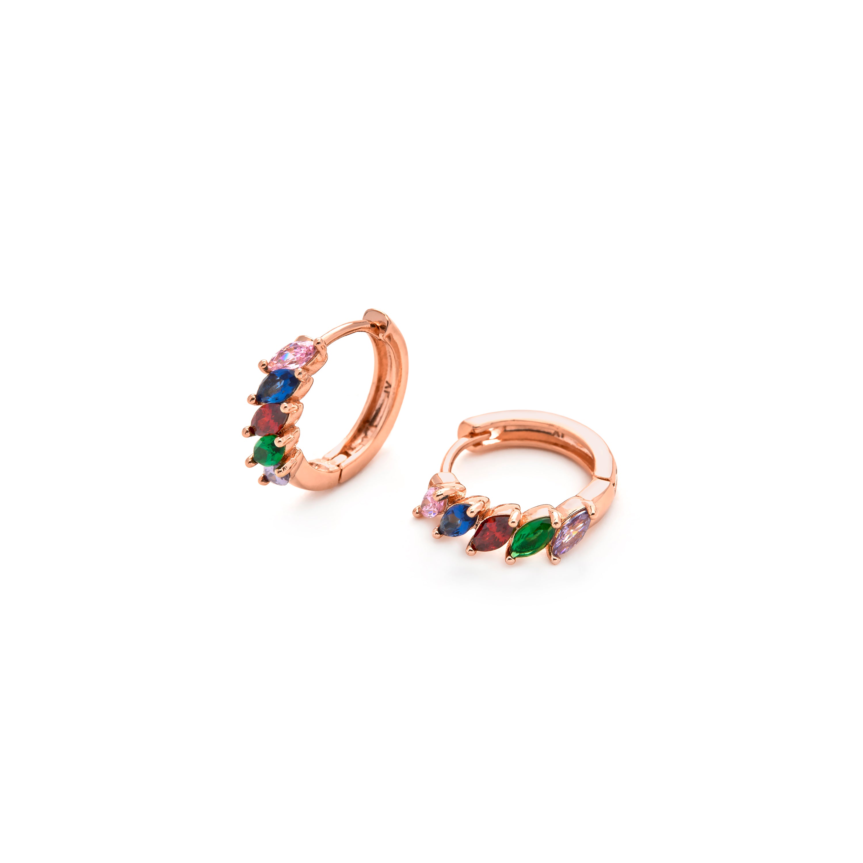 Multicolor Cubic Zirconia Earrings finished in 18k yellow gold - Widas