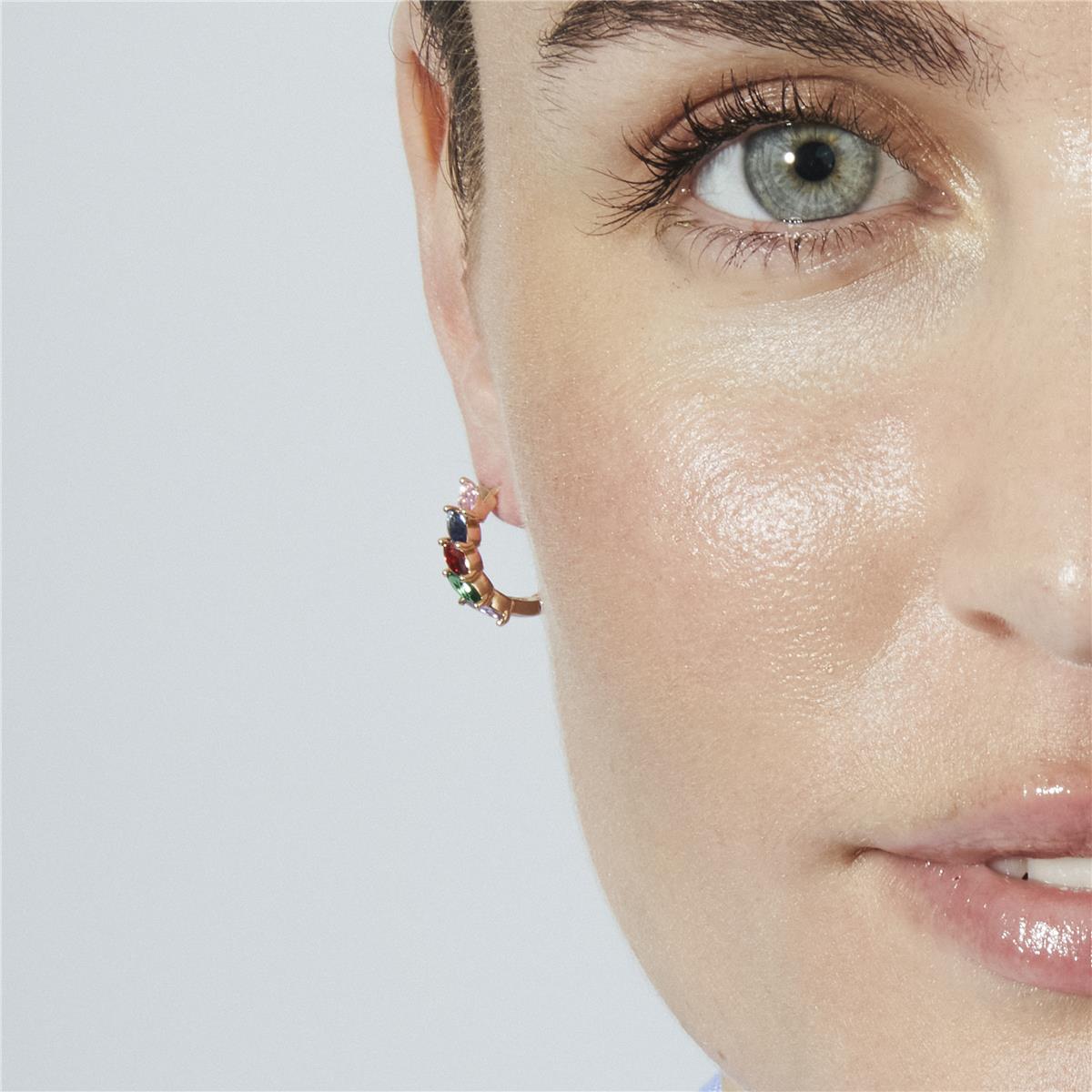 Multicolor Cubic Zirconia Earrings finished in 18k yellow gold - Widas