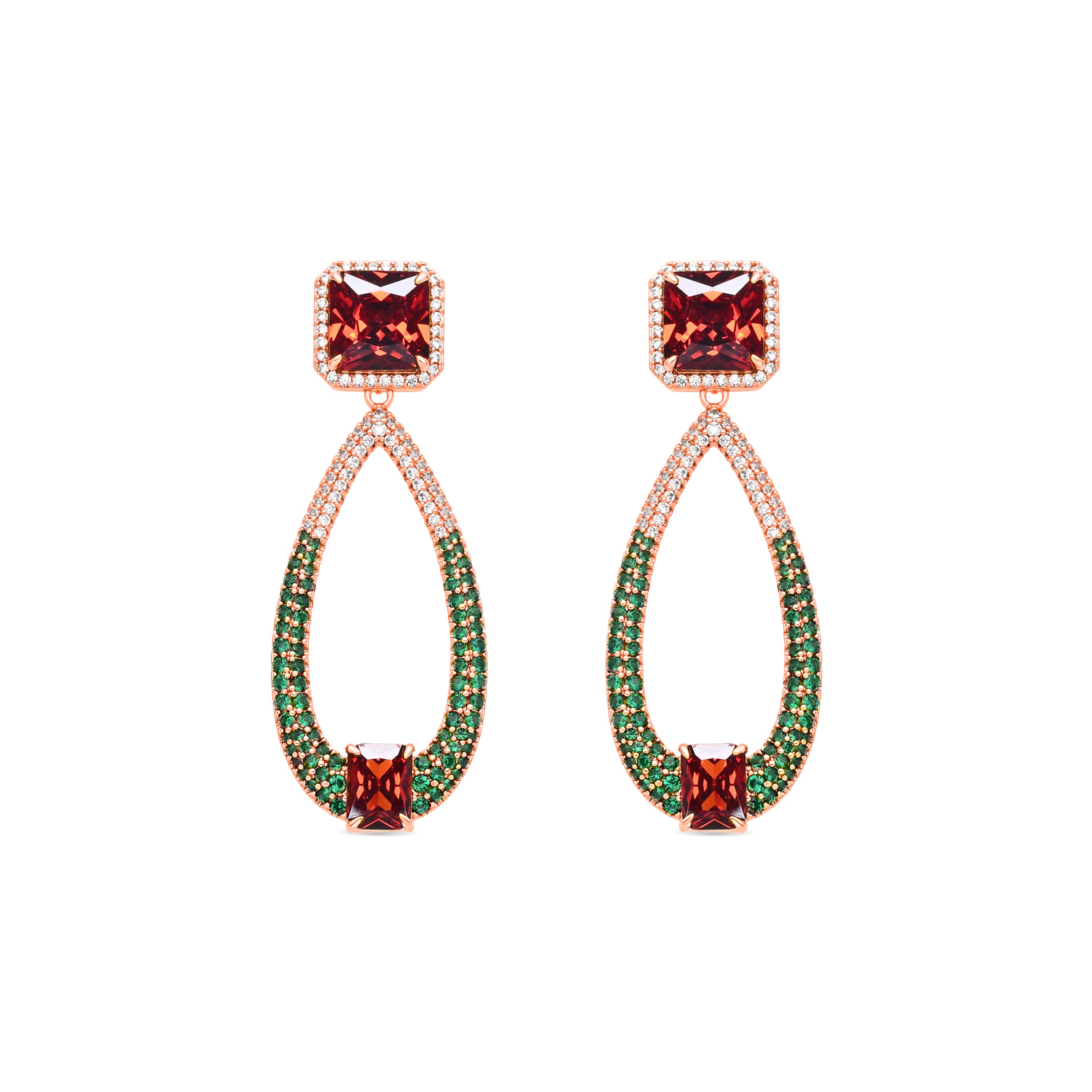 Pendientes de Circonita Multicolor acabado en oro amarillo de 18k - Saha
