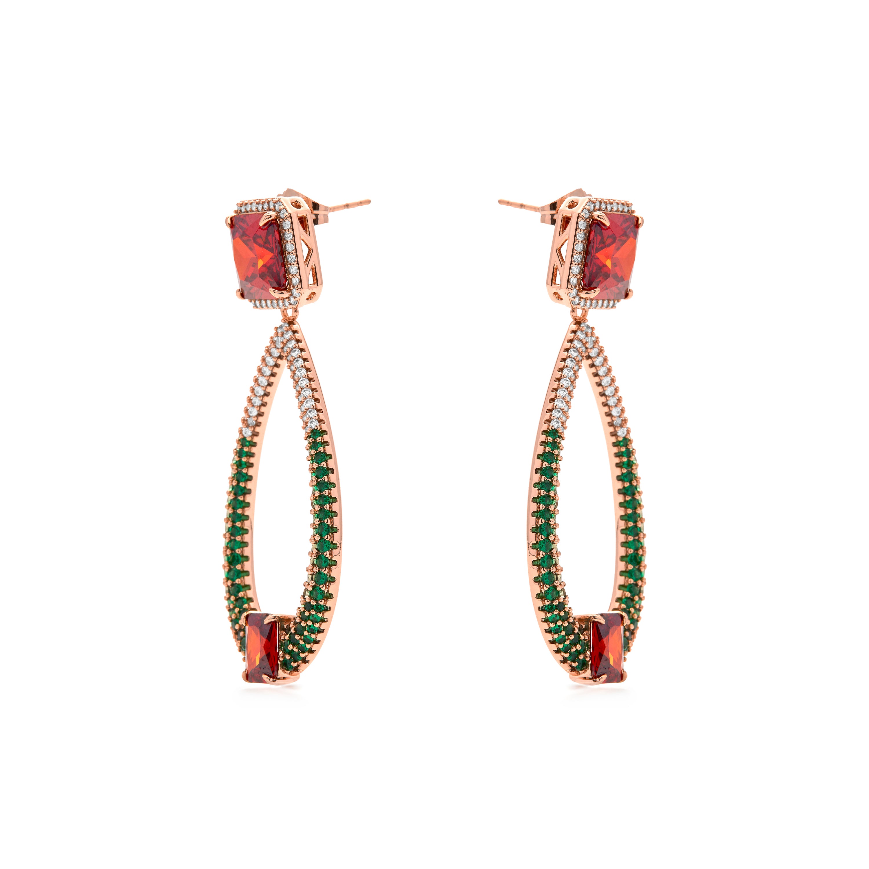 Boucles d'oreilles en zircon multicolore finition or jaune 18k - Saha