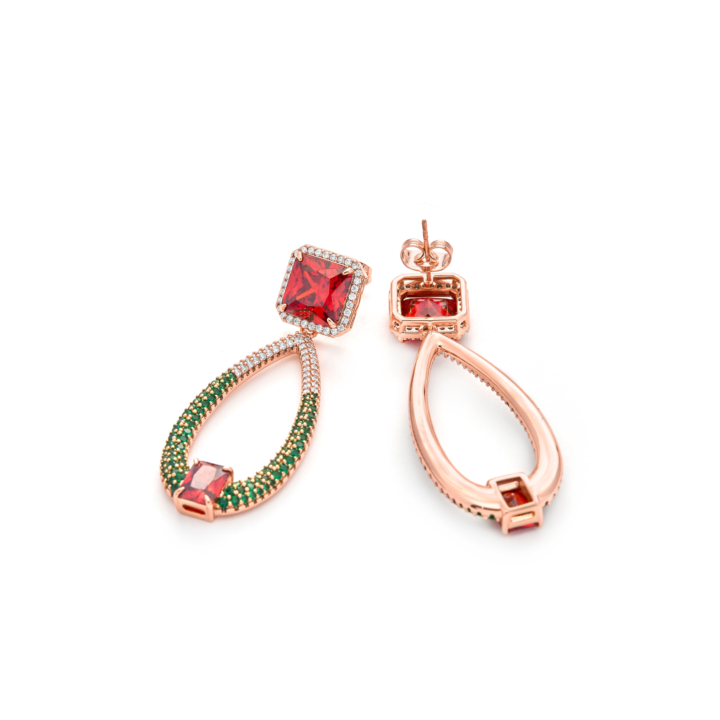 Boucles d'oreilles en zircon multicolore finition or jaune 18k - Saha