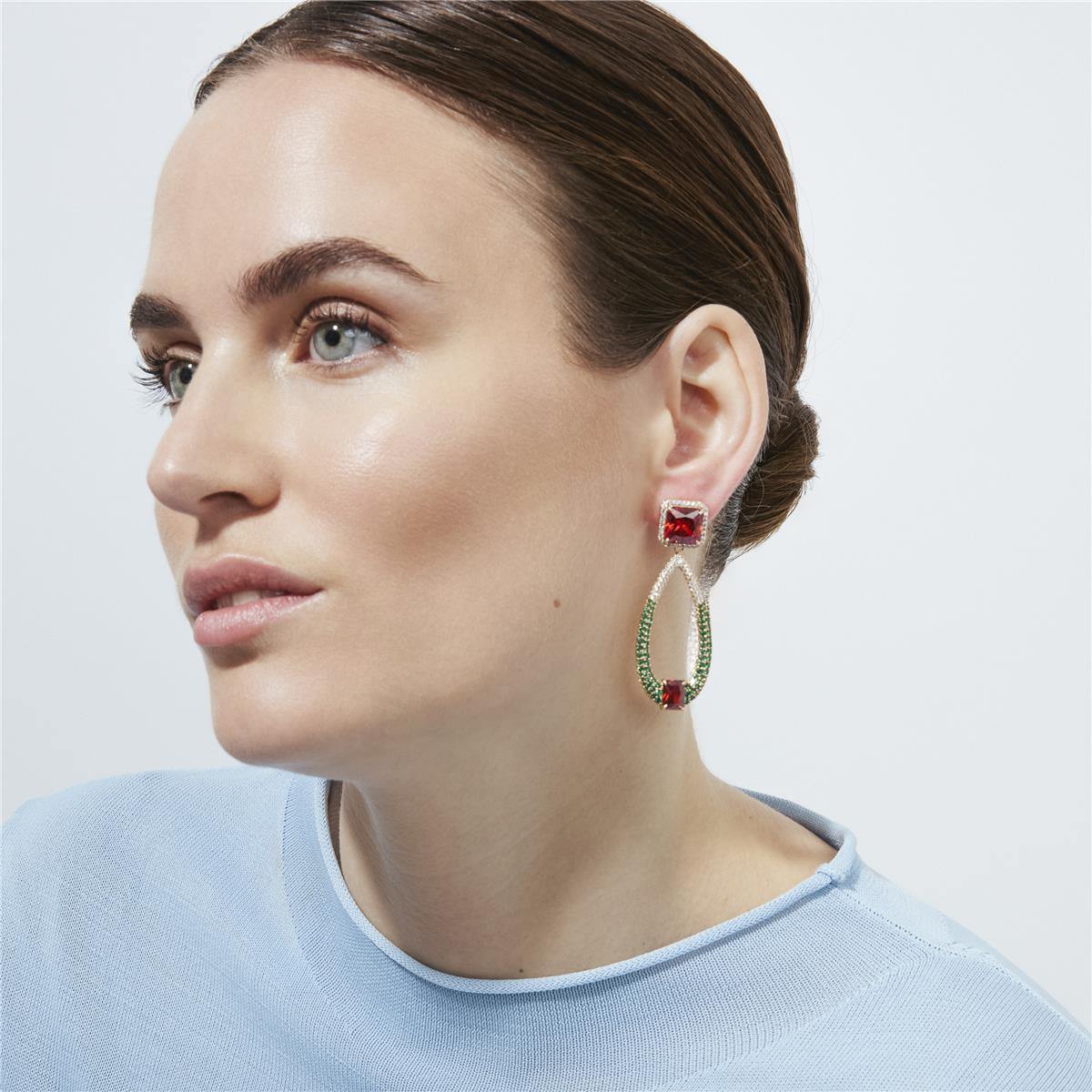 Pendientes de Circonita Multicolor acabado en oro amarillo de 18k - Saha
