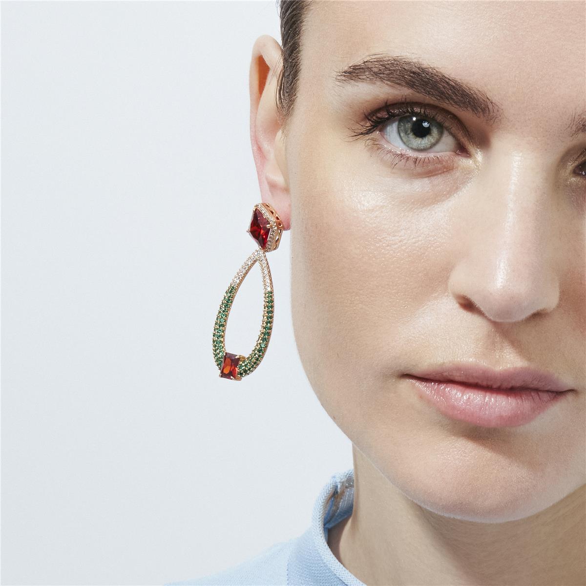Pendientes de Circonita Multicolor acabado en oro amarillo de 18k - Saha