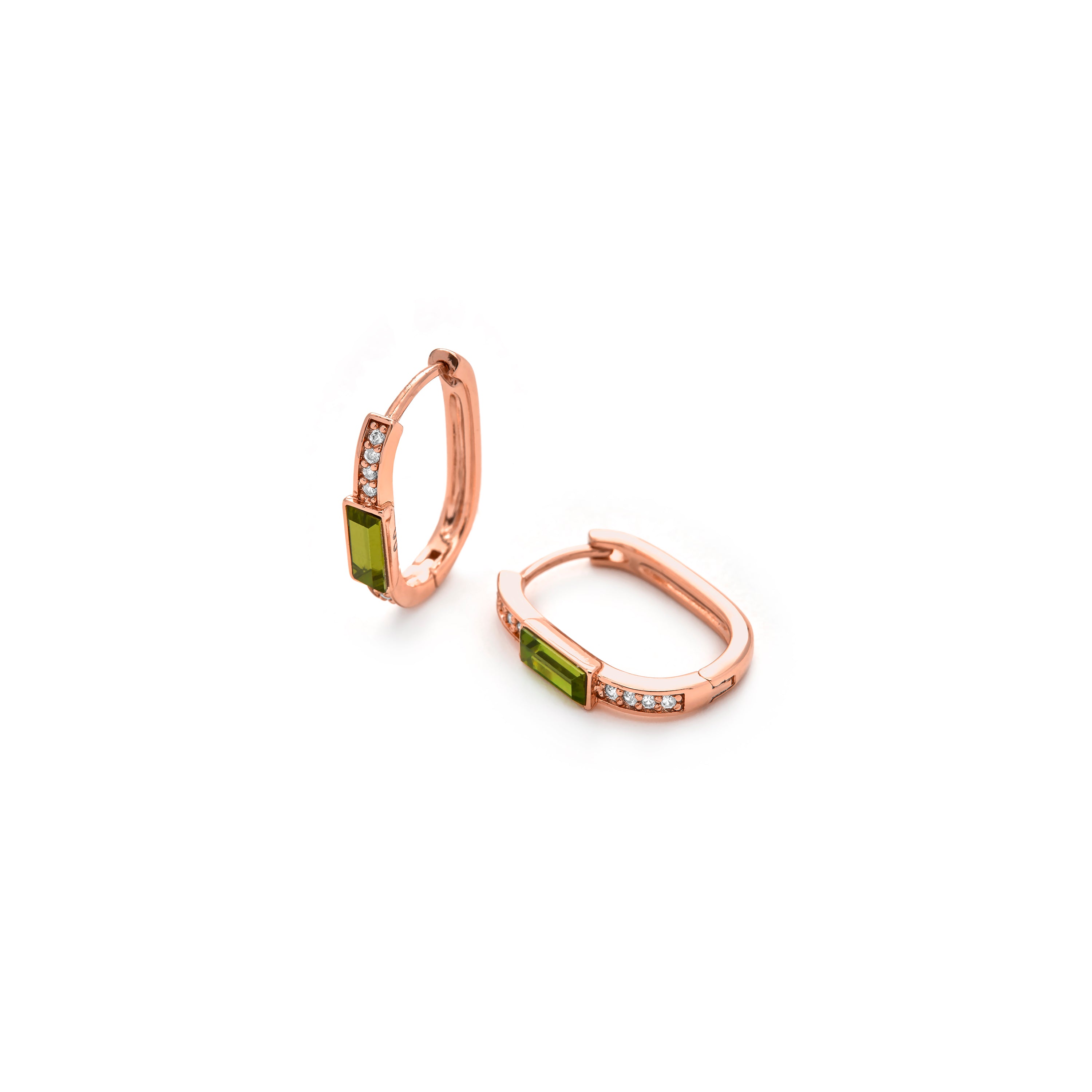 Peridot-Zirkonia-Ohrringe mit 18 Karat Gelbgold-Finish - Rasbael