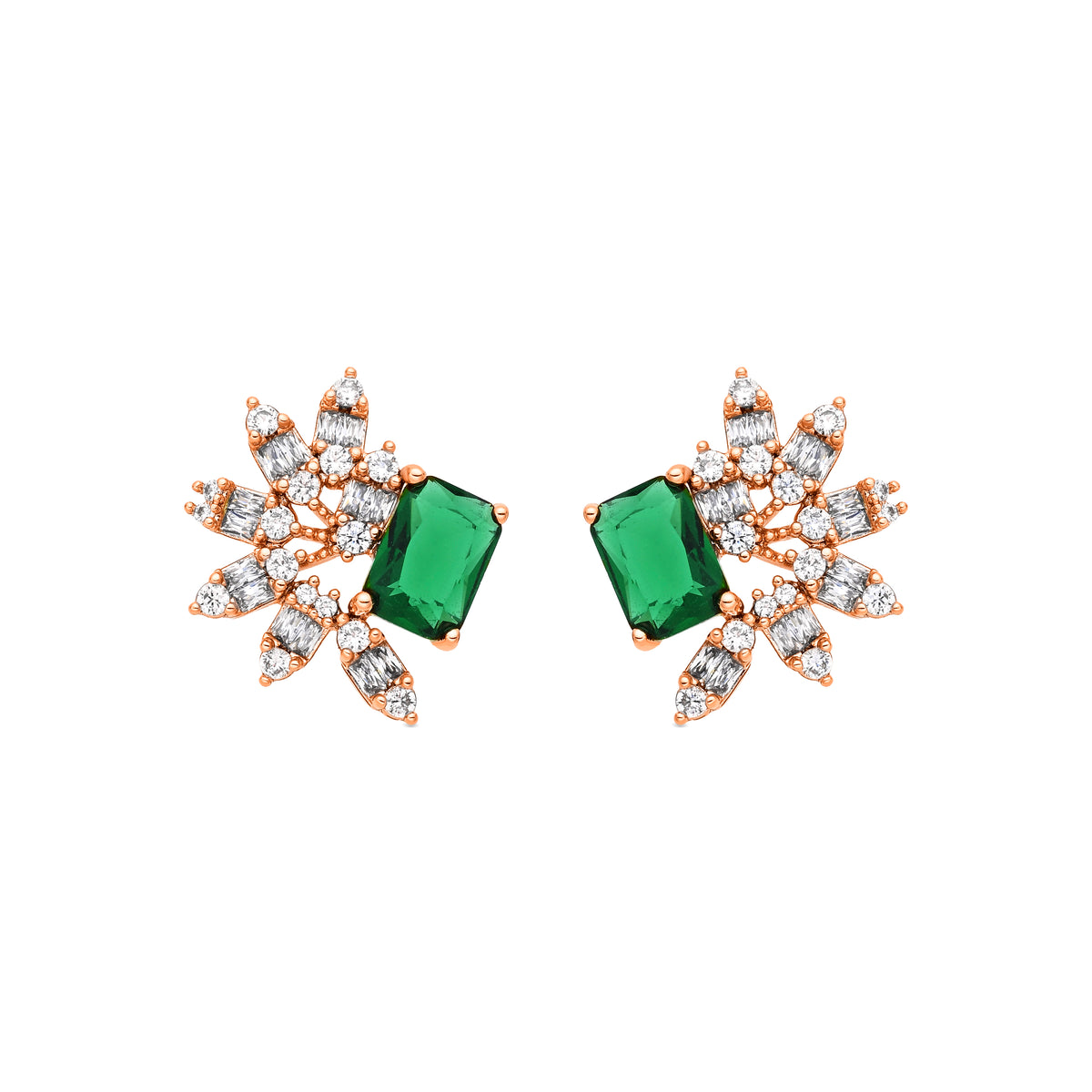 Pendientes de Circonita Esmeralda acabado en oro amarillo de 18k - Juveio