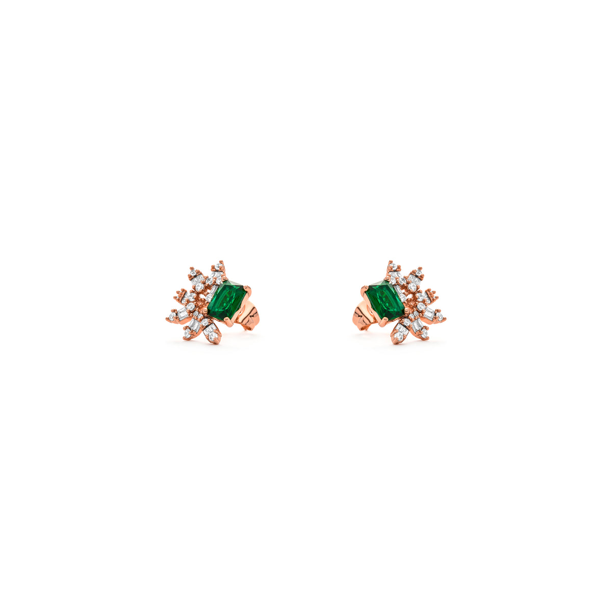 Pendientes de Circonita Esmeralda acabado en oro amarillo de 18k - Juveio