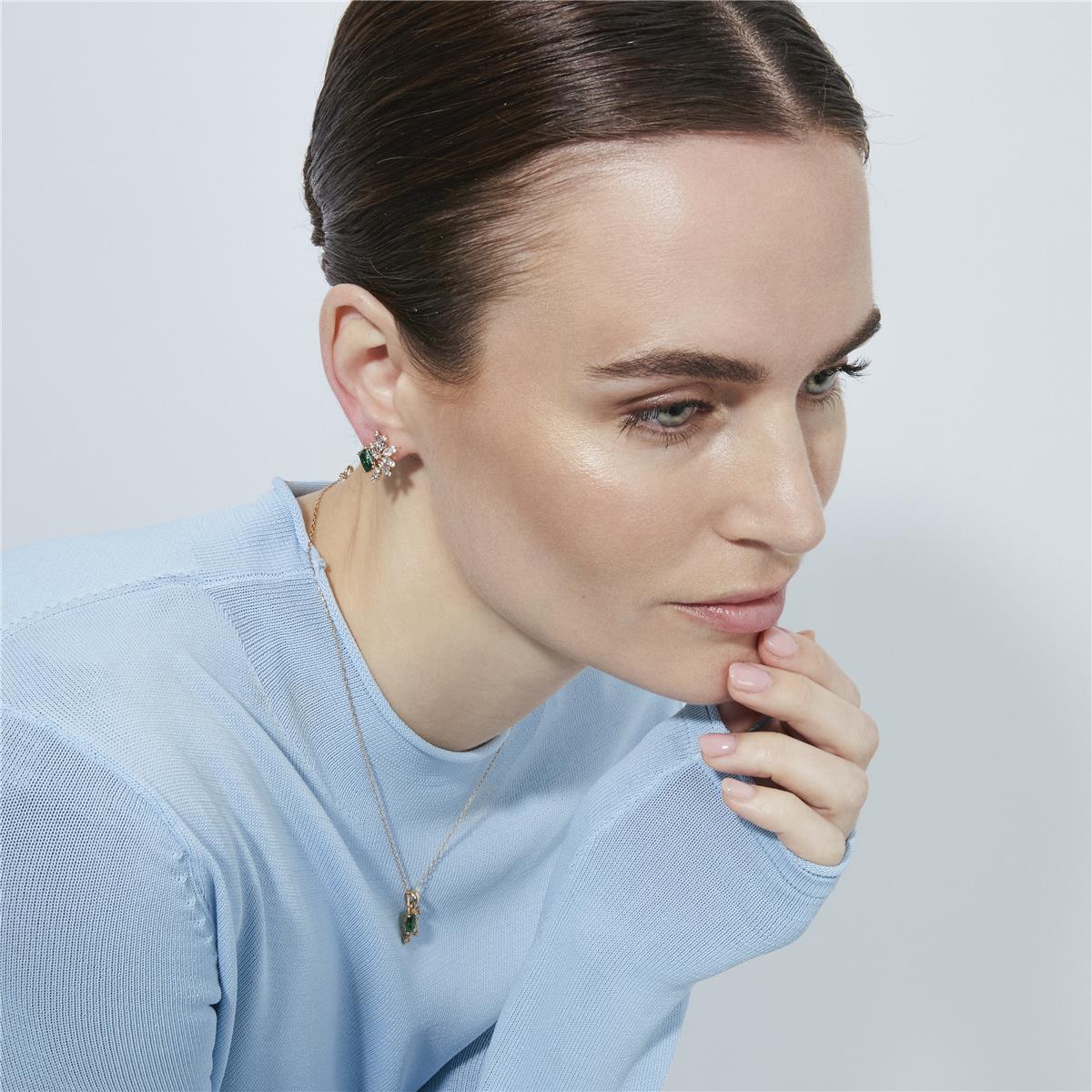 Pendientes de Circonita Esmeralda acabado en oro amarillo de 18k - Juveio