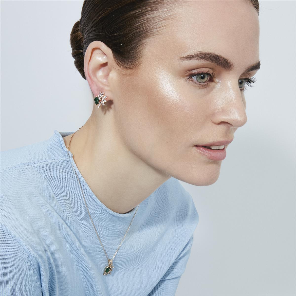 Pendientes de Circonita Esmeralda acabado en oro amarillo de 18k - Juveio