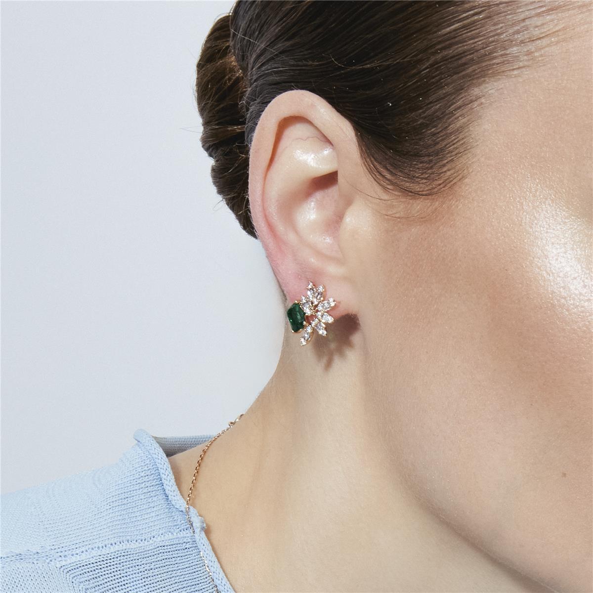 Pendientes de Circonita Esmeralda acabado en oro amarillo de 18k - Juveio